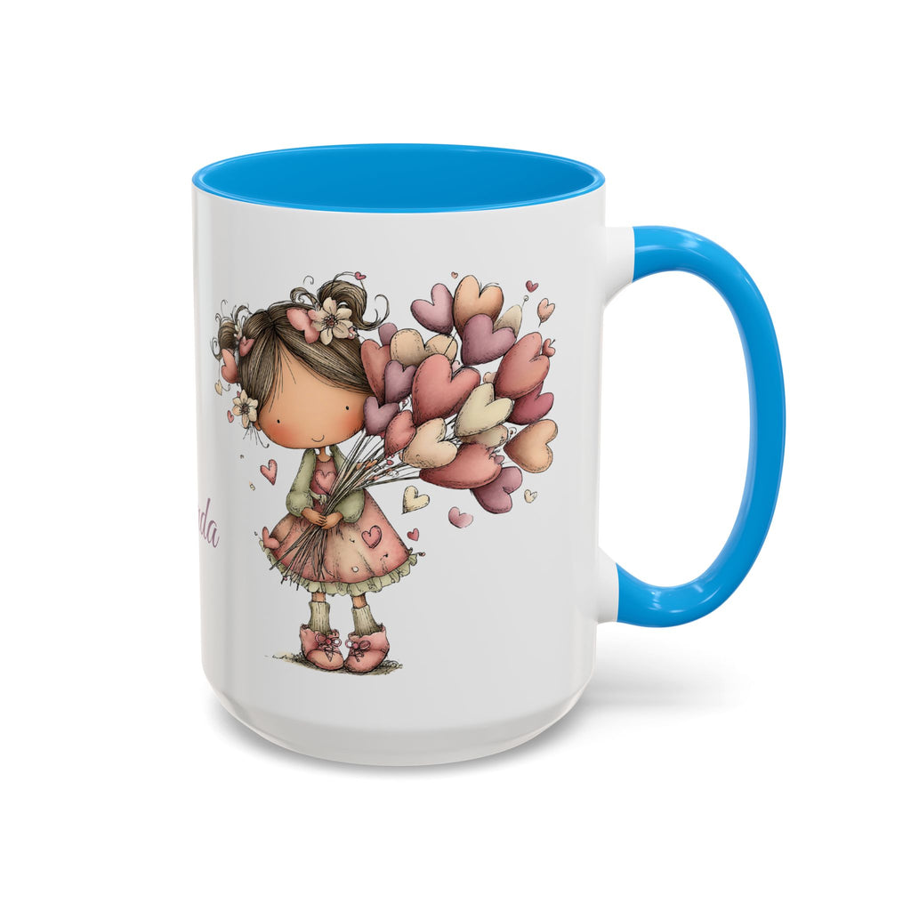Personalized Heart Girl Mug — Cute Name Coffee Cup (11oz/15oz)