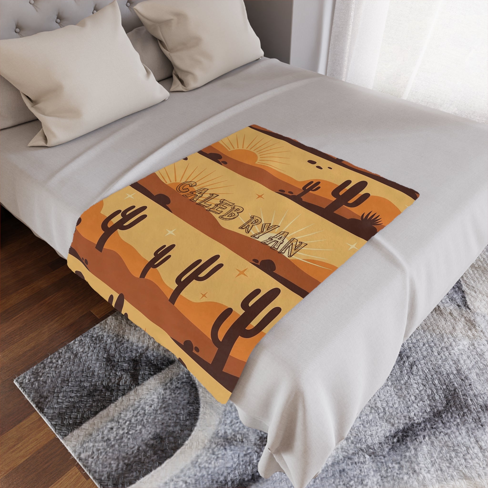 Personalized Desert Cactus Minky Blanket – Custom Name 30"x40"