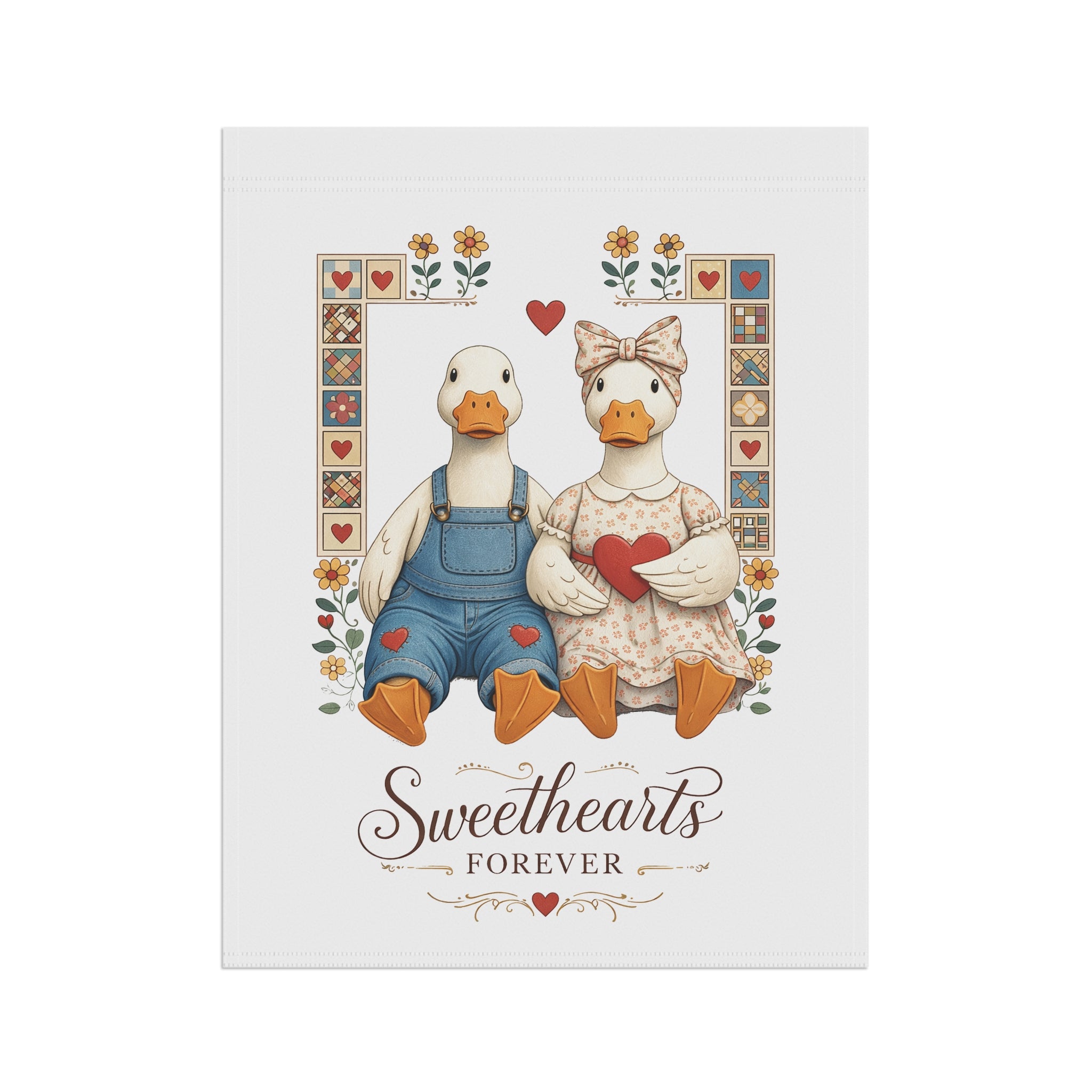 Garden Flag - "Sweethearts Forever" Duck Couple Decorative Banner