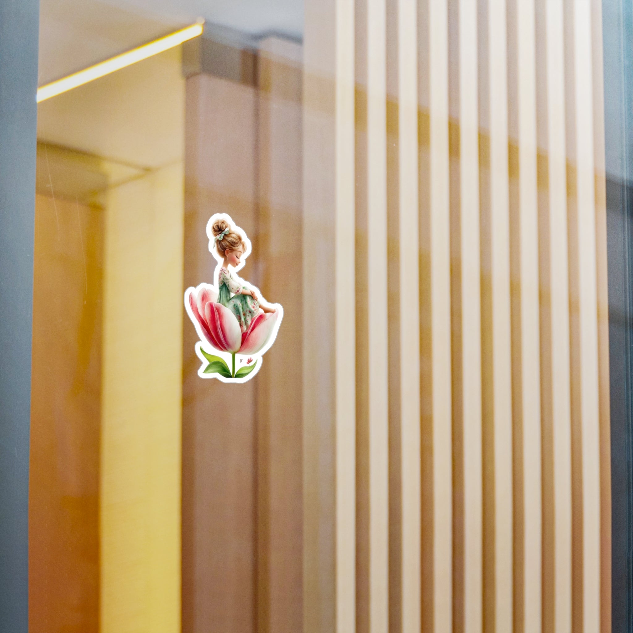 Floral Fairy Girl Kiss-Cut Vinyl Sticker — Cute Tulip Decal for Laptops, Water Bottles & Windows