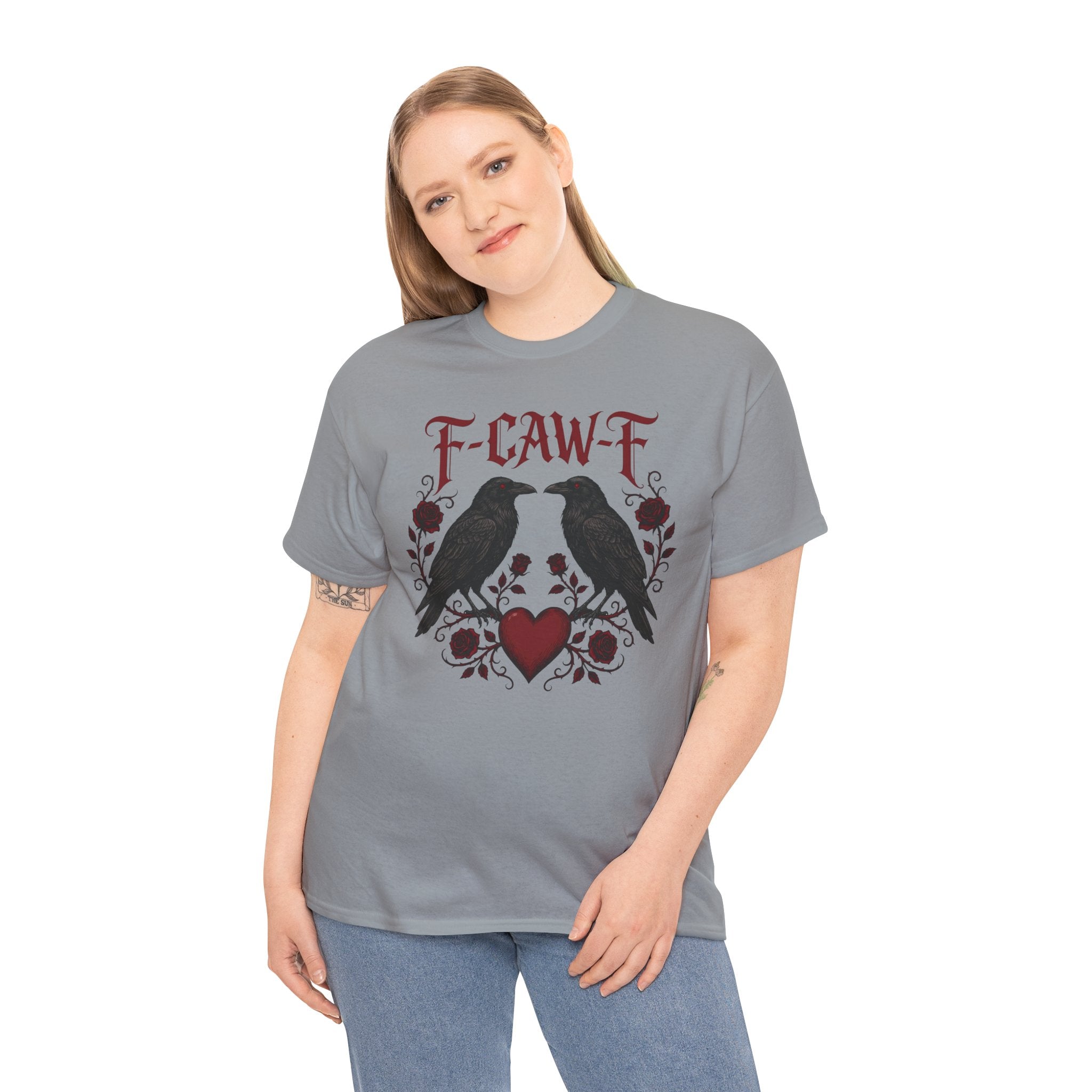 Raven Love Tee – F-CAW-F Gothic Crow Heart T-Shirt