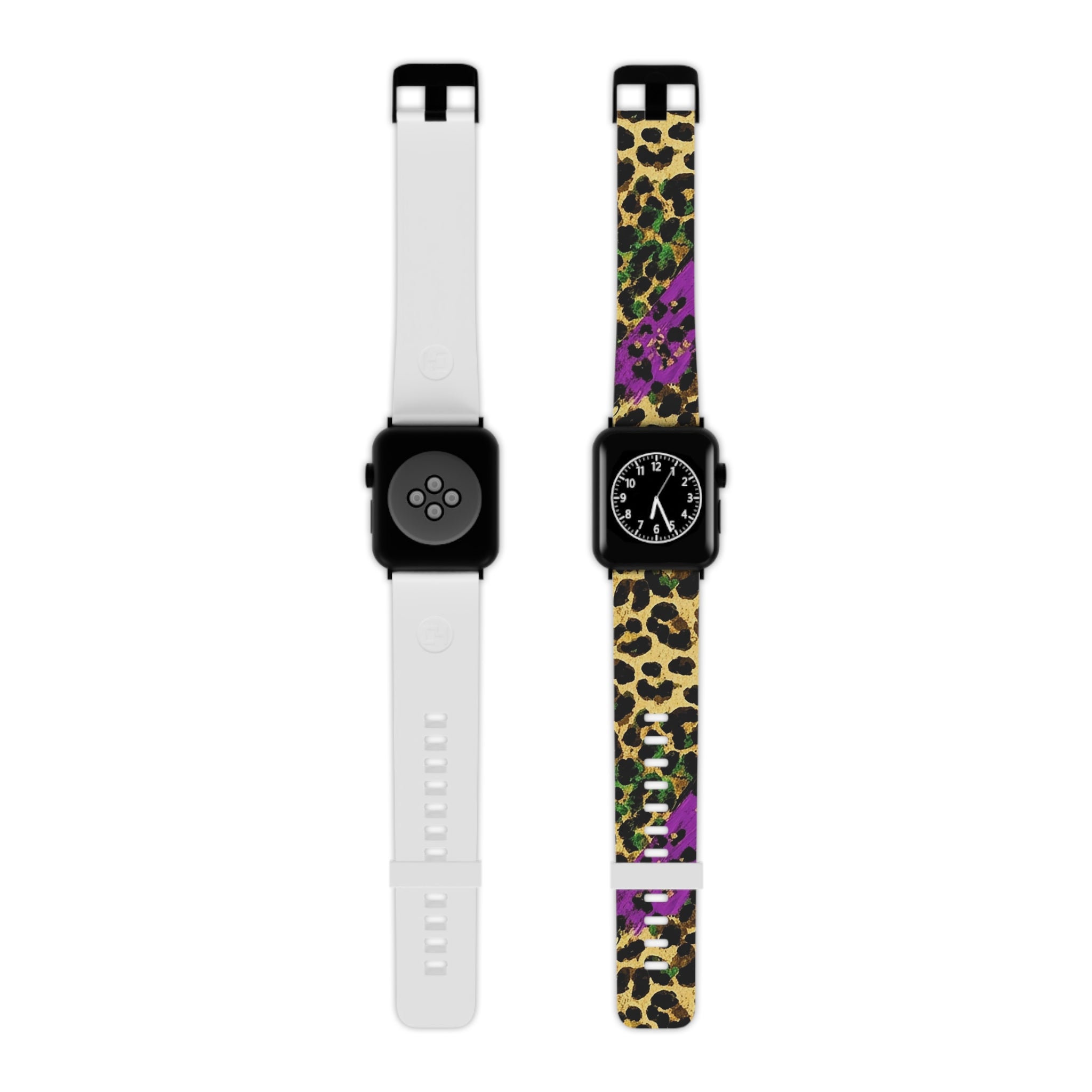 Mardi Gras Apple Watch Band — Bold Purple & Green Animal Print Strap