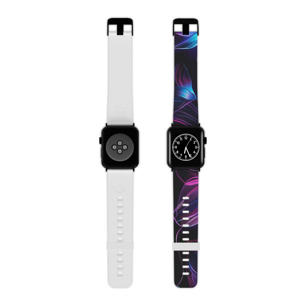 Galaxy Petal Apple Watch Band — Purple Blue Floral Silicone Strap