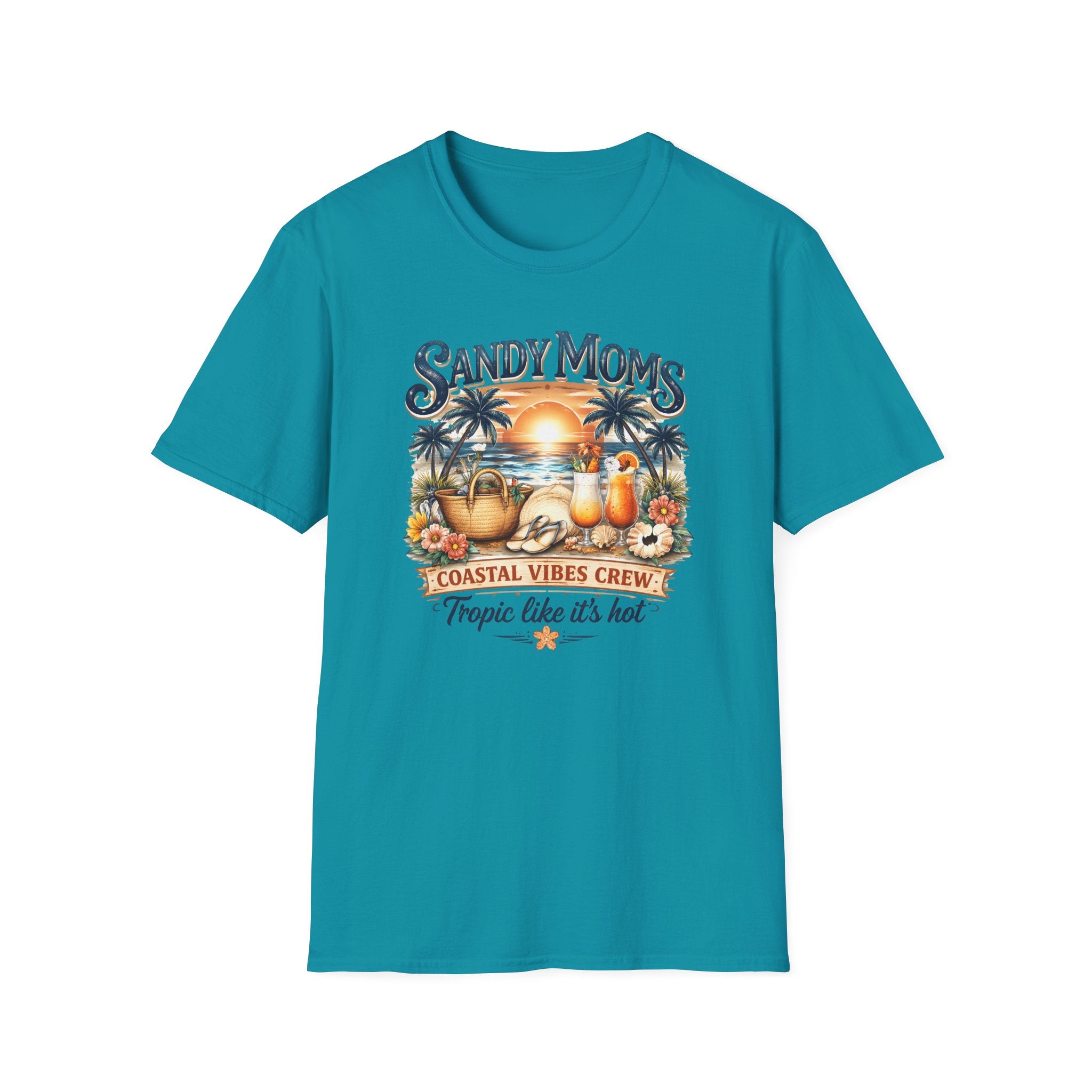Sandy Moms Coastal Vibes T-Shirt — "Tropic Like It’s Hot" Beach Tee