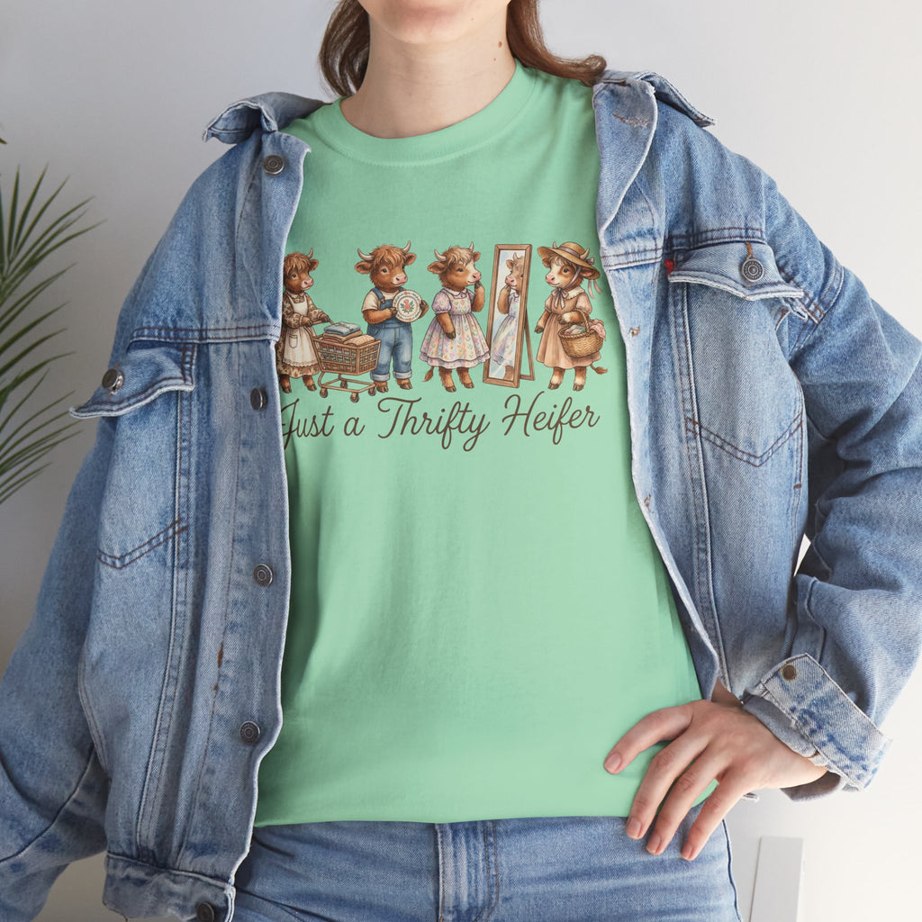 Just a Thrifty Heifer Cute Cow Graphic Tee