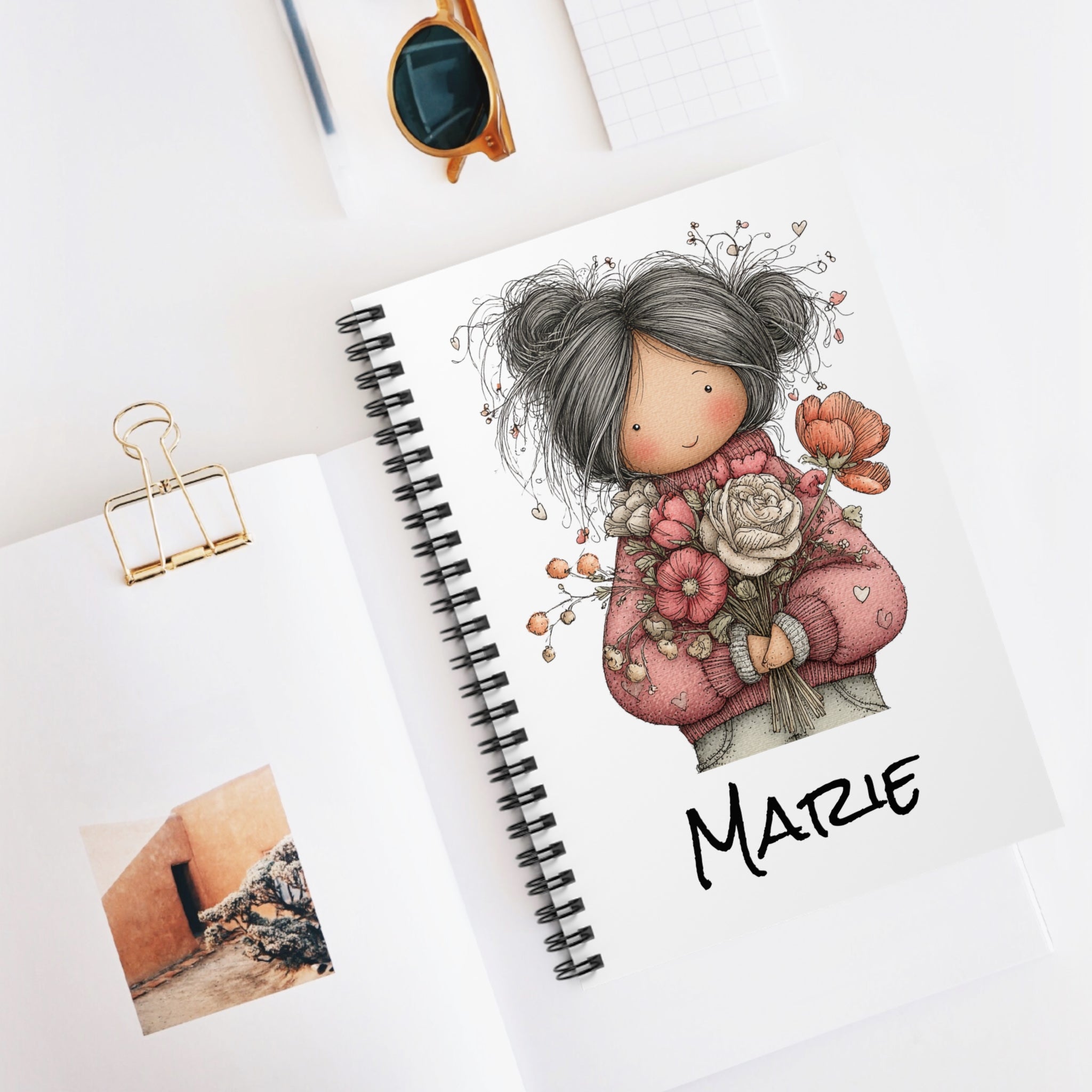 Personalized Floral Girl Spiral Notebook