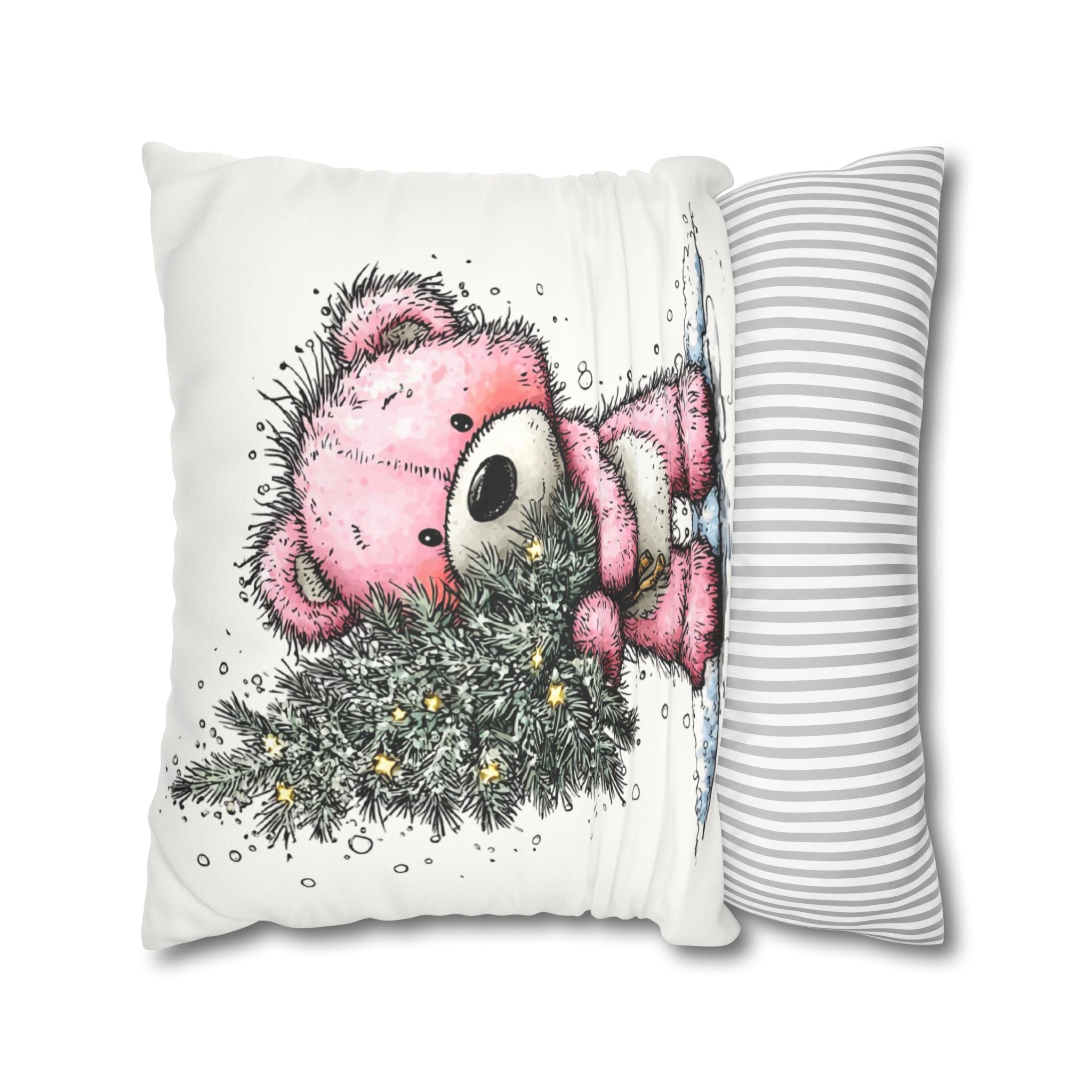 Christmas Bear Faux Suede Pillowcase