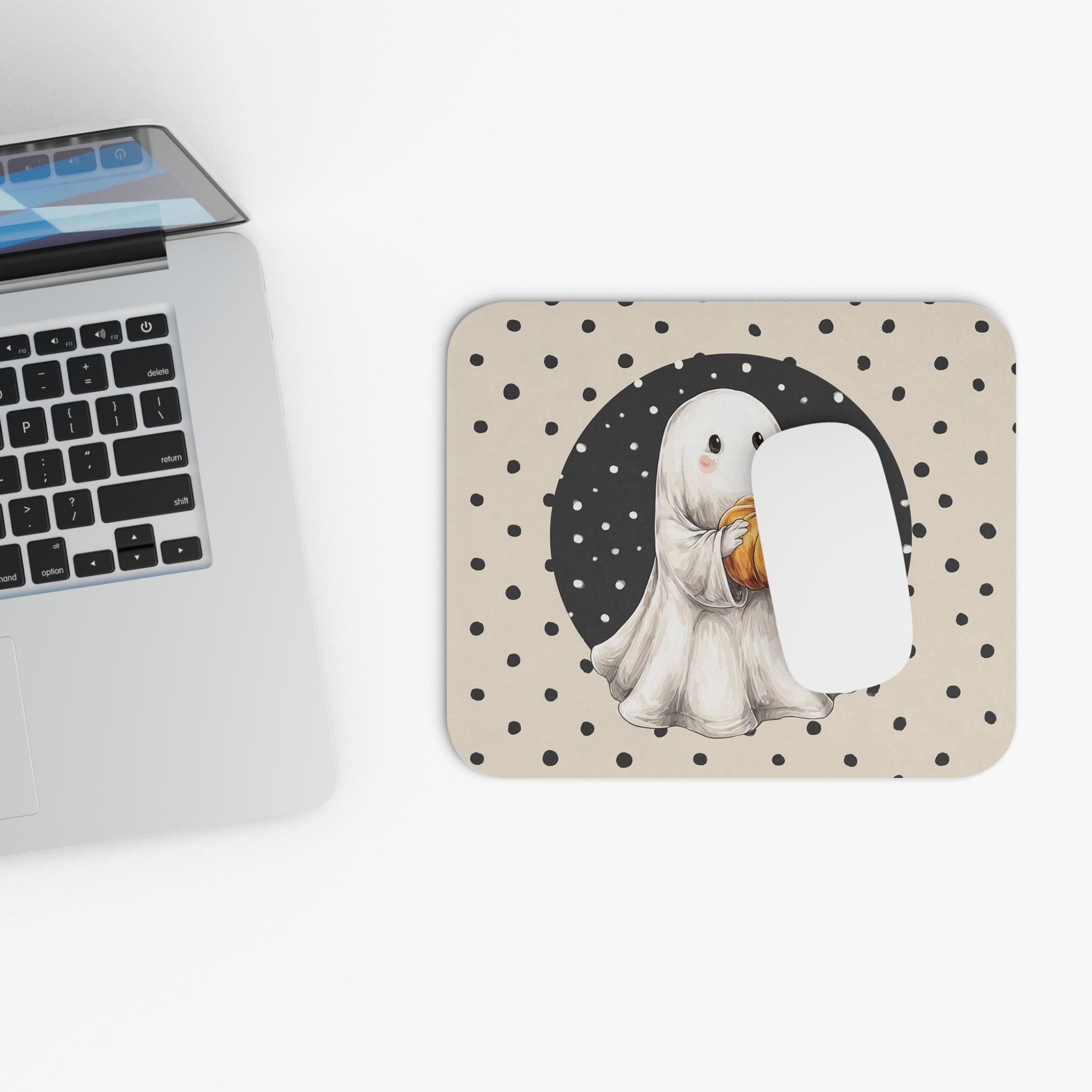 Cute Ghost Pumpkin Mouse Pad