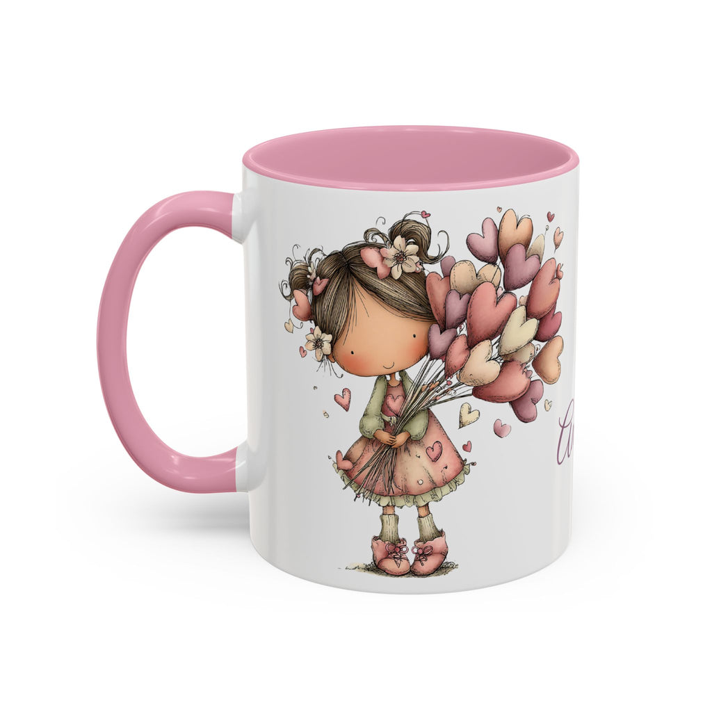 Personalized Heart Girl Mug — Cute Name Coffee Cup (11oz/15oz)