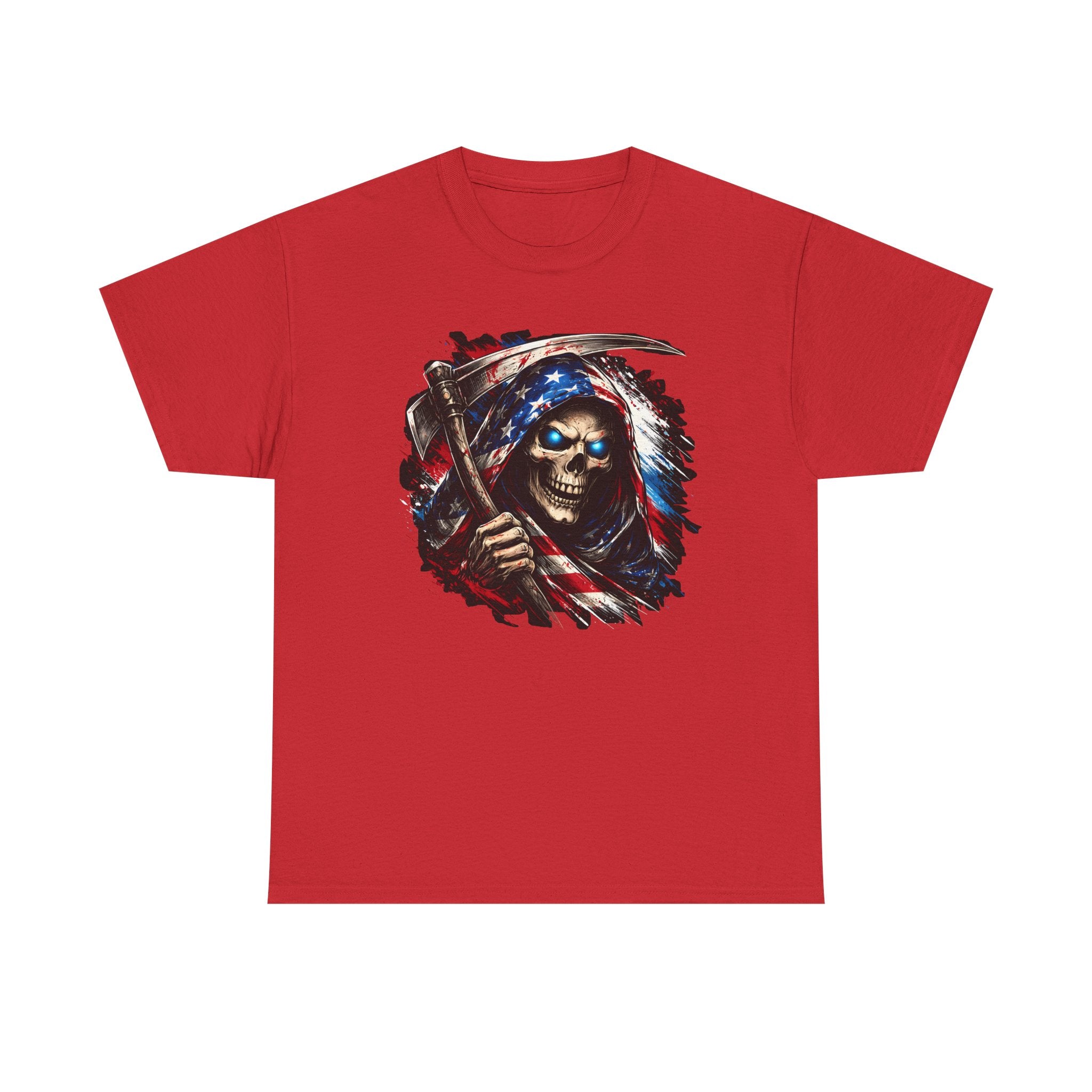 Skull Reaper T-Shirt — American Flag Grim Reaper Graphic Tee