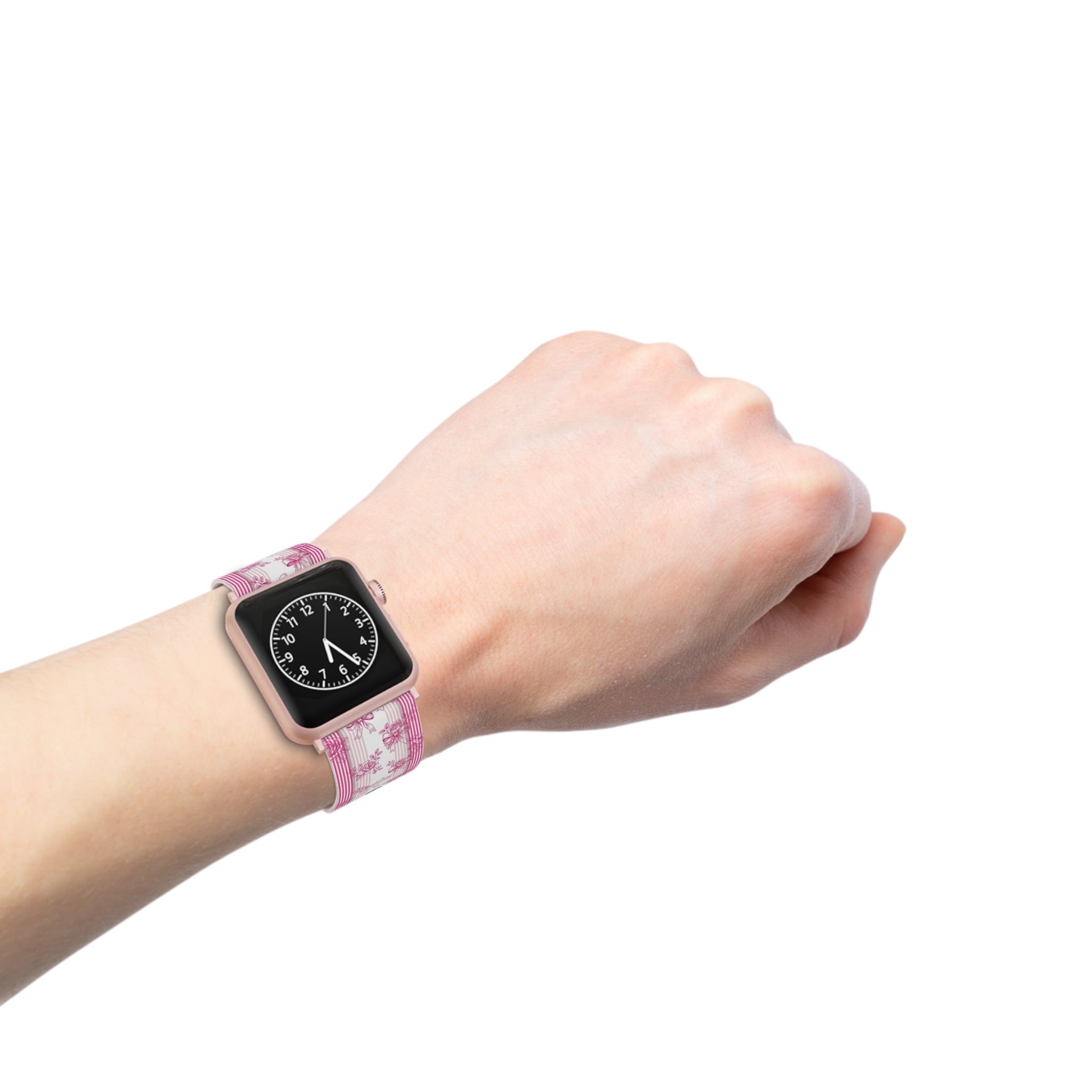 Pink Floral Stripe Bows Apple Watch Band