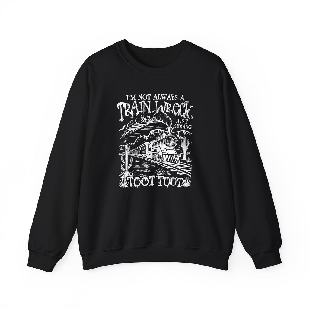 Train Wreck Humor Crewneck Sweatshirt