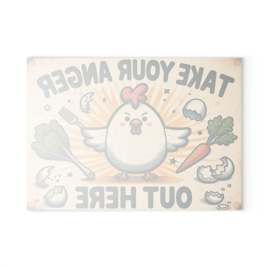 Whimsical Glass Cutting Board - Take Your Anger Out Here