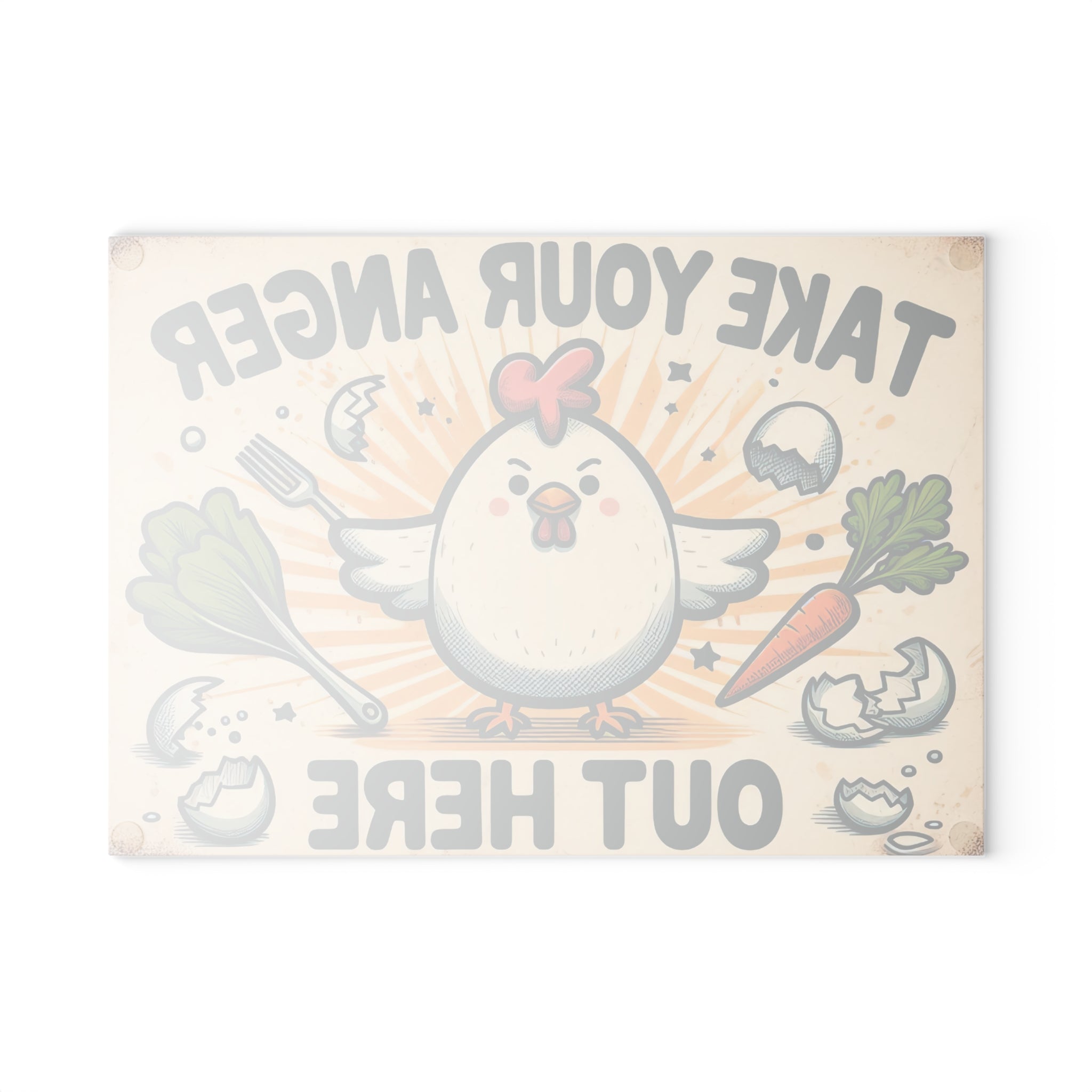 Whimsical Glass Cutting Board - Take Your Anger Out Here