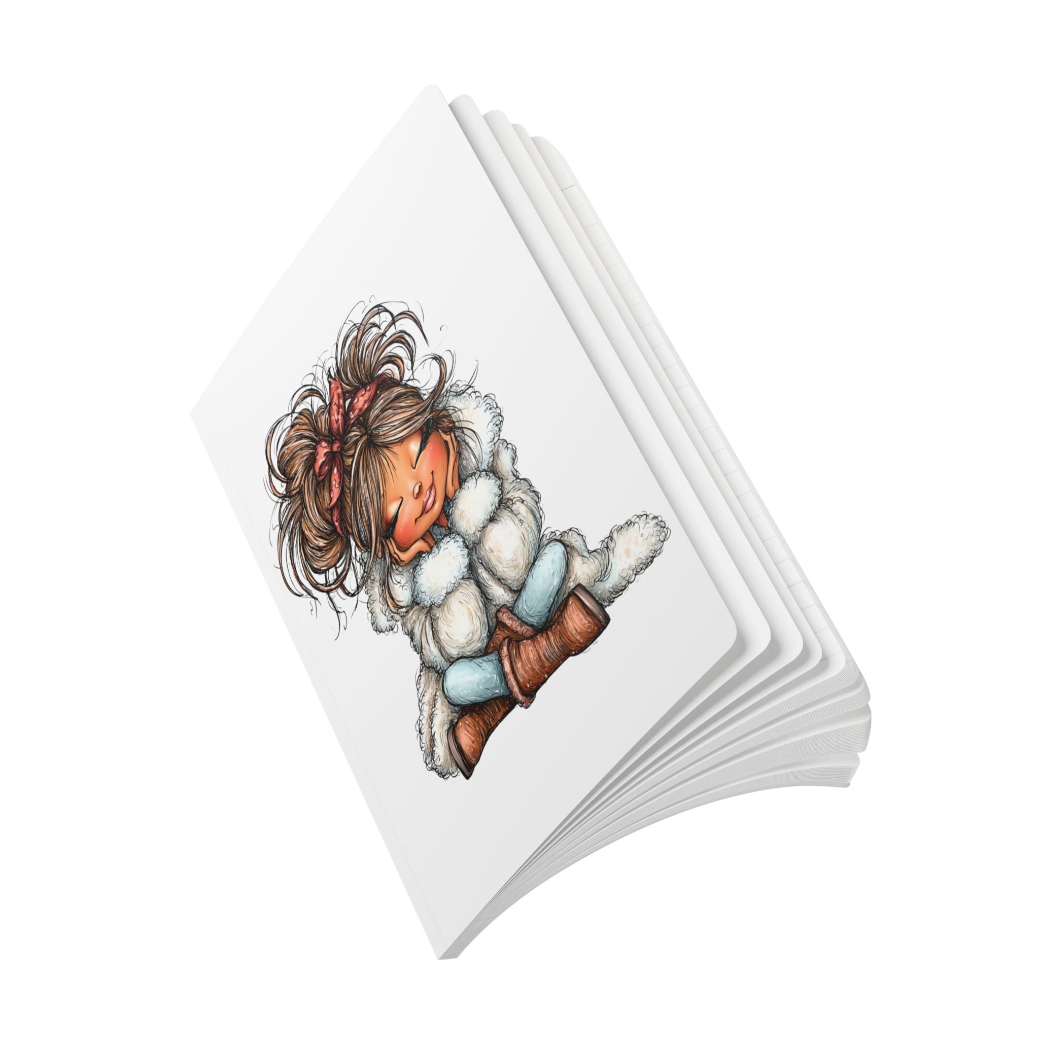 Cute Cozy Girl Softcover Journal — Holiday Hot Cocoa & Winter Outfit Sketches