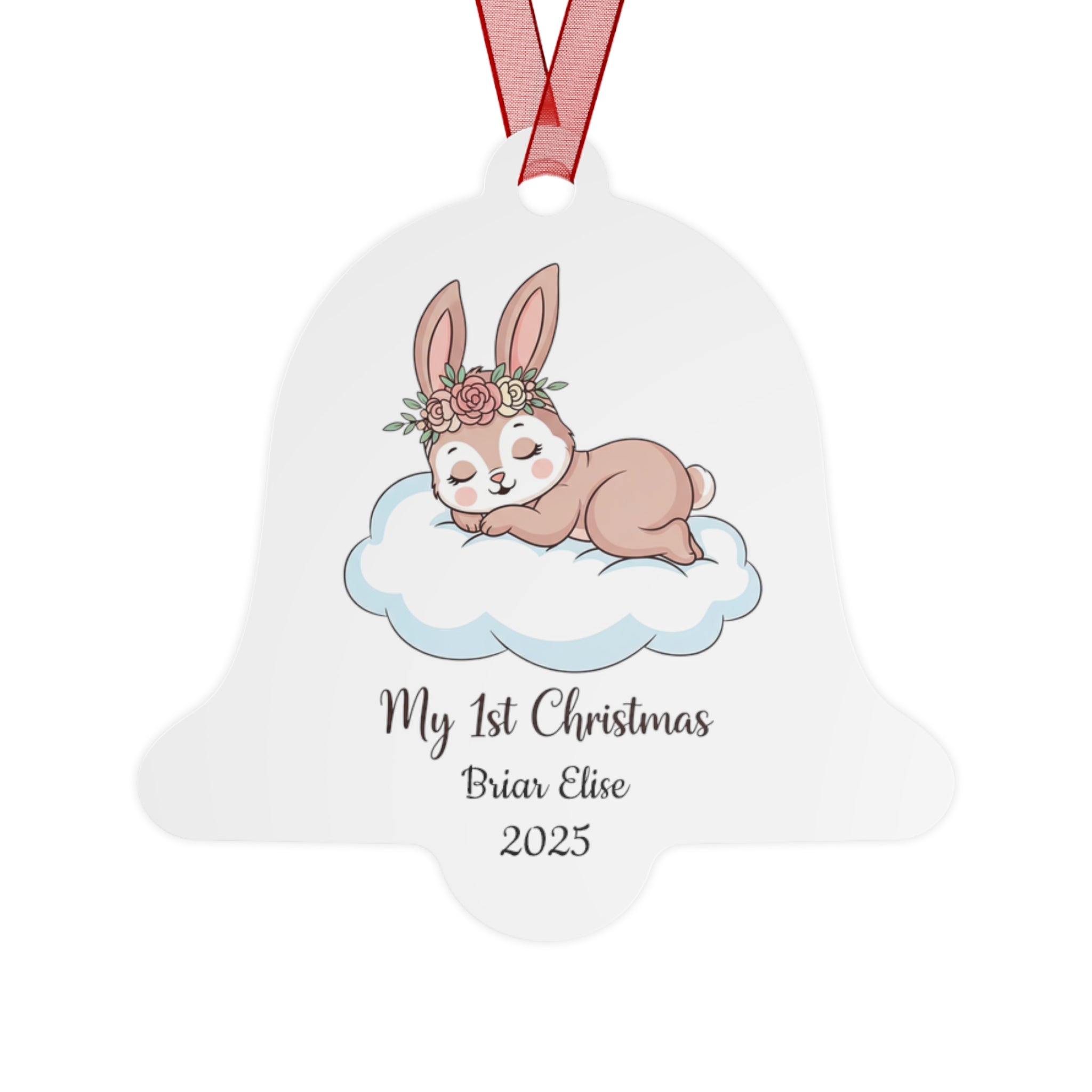 My 1st Christmas Bunny Bell Ornament — Personalized Baby Keepsake (Name & Year)
