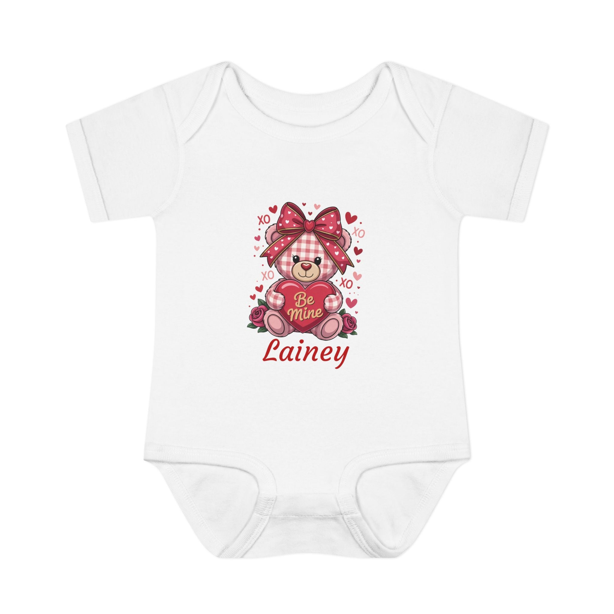 Valentine Bear Infant Bodysuit — "Be Mine" Personalized Baby Onesie