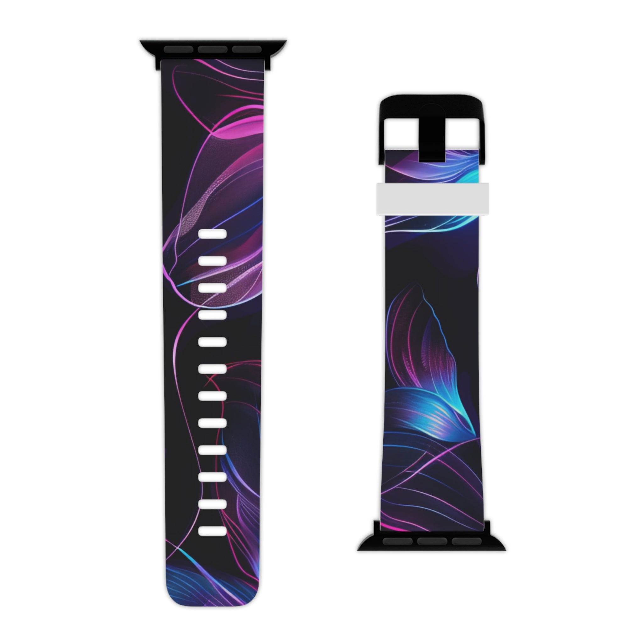 Galaxy Petal Apple Watch Band — Purple Blue Floral Silicone Strap