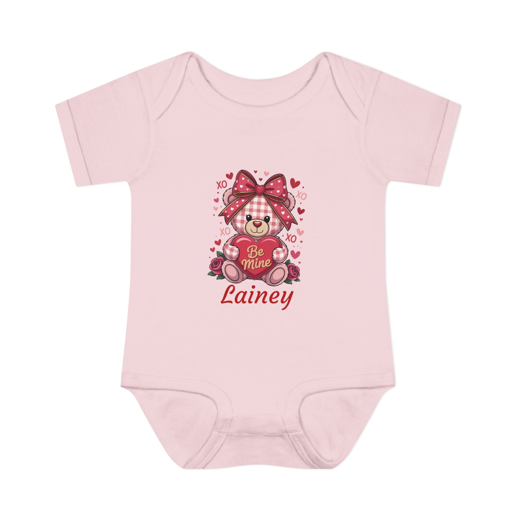 Valentine Bear Infant Bodysuit — "Be Mine" Personalized Baby Onesie