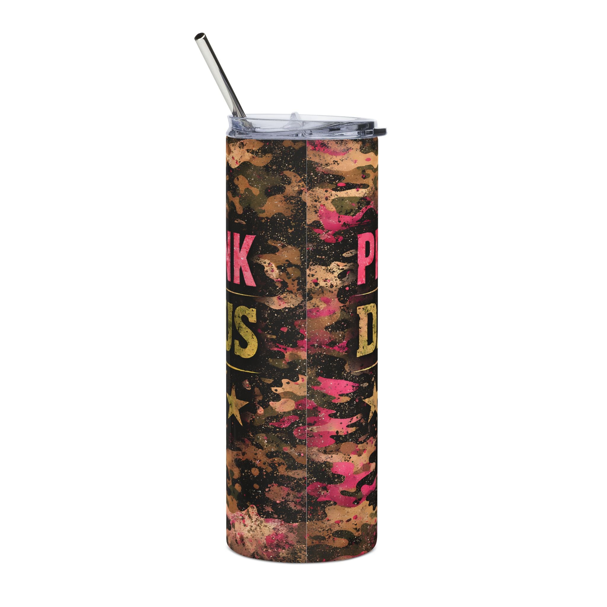 “Pretty in Pink, Dangerous in Camo” 20oz Stainless Steel Travel Cup Tumbler