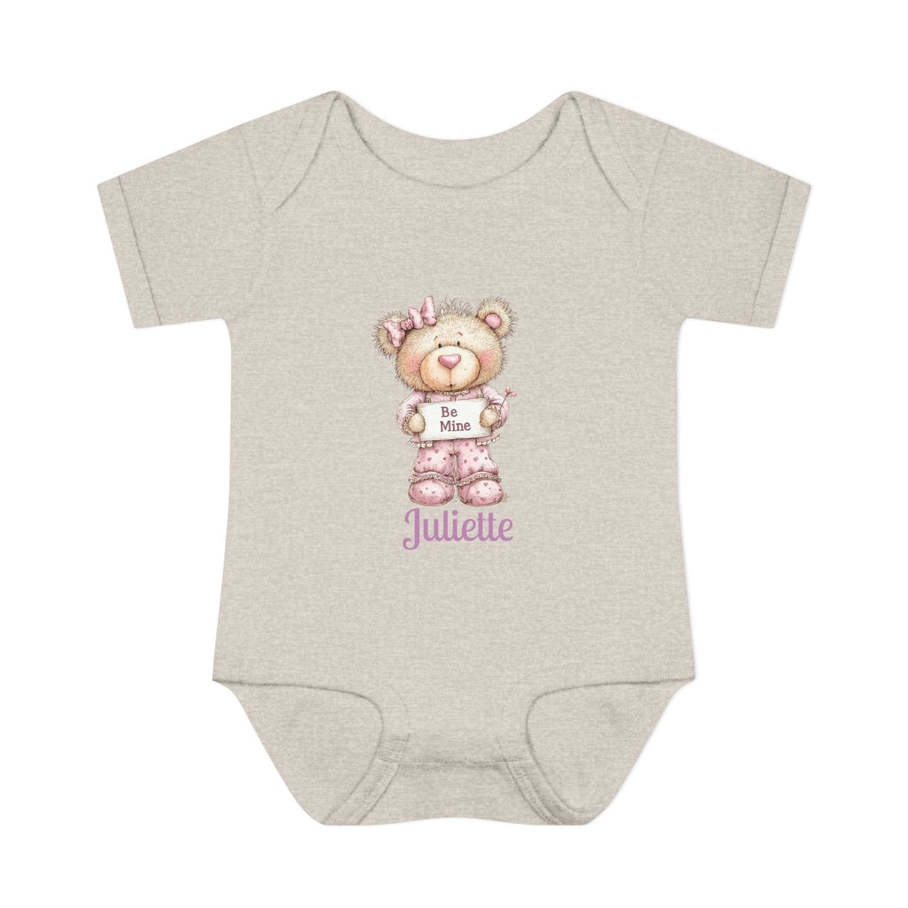 Personalized Baby Bodysuit - Cute Bear “Be Mine” Valentine Onesie with Name