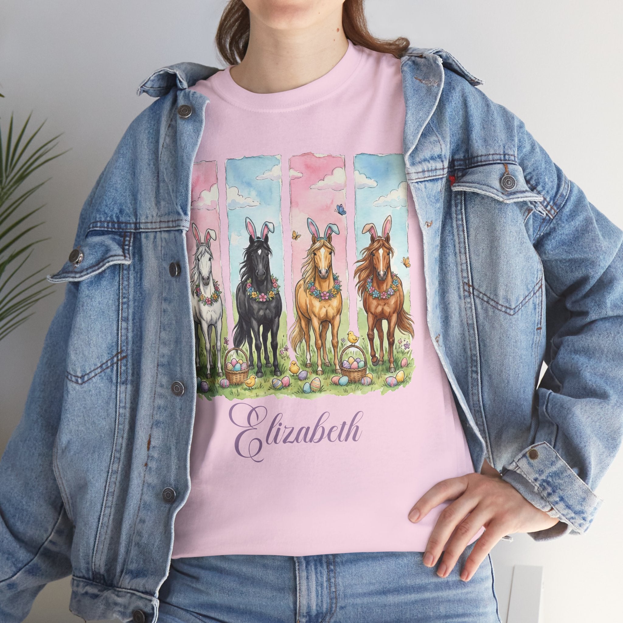 Easter Horse Watercolor Portrait Tee — Personalized Design