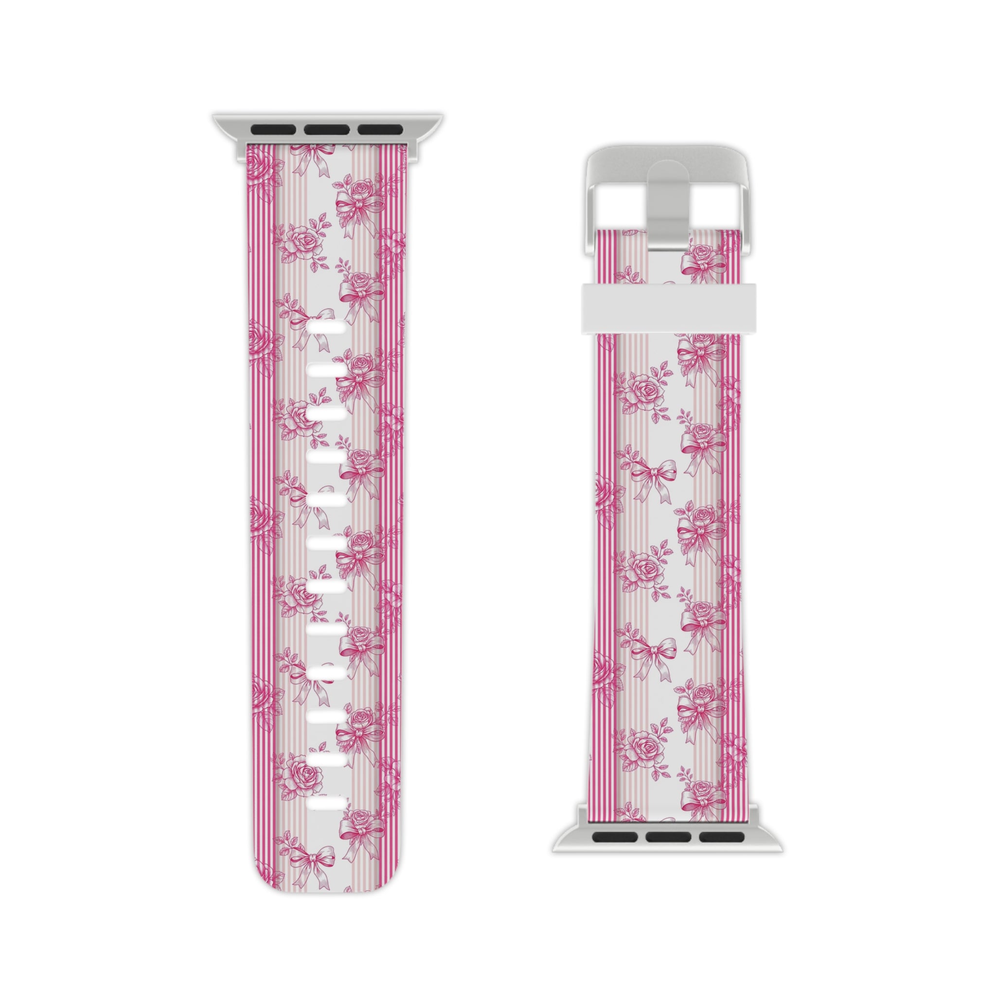 Pink Floral Stripe Bows Apple Watch Band