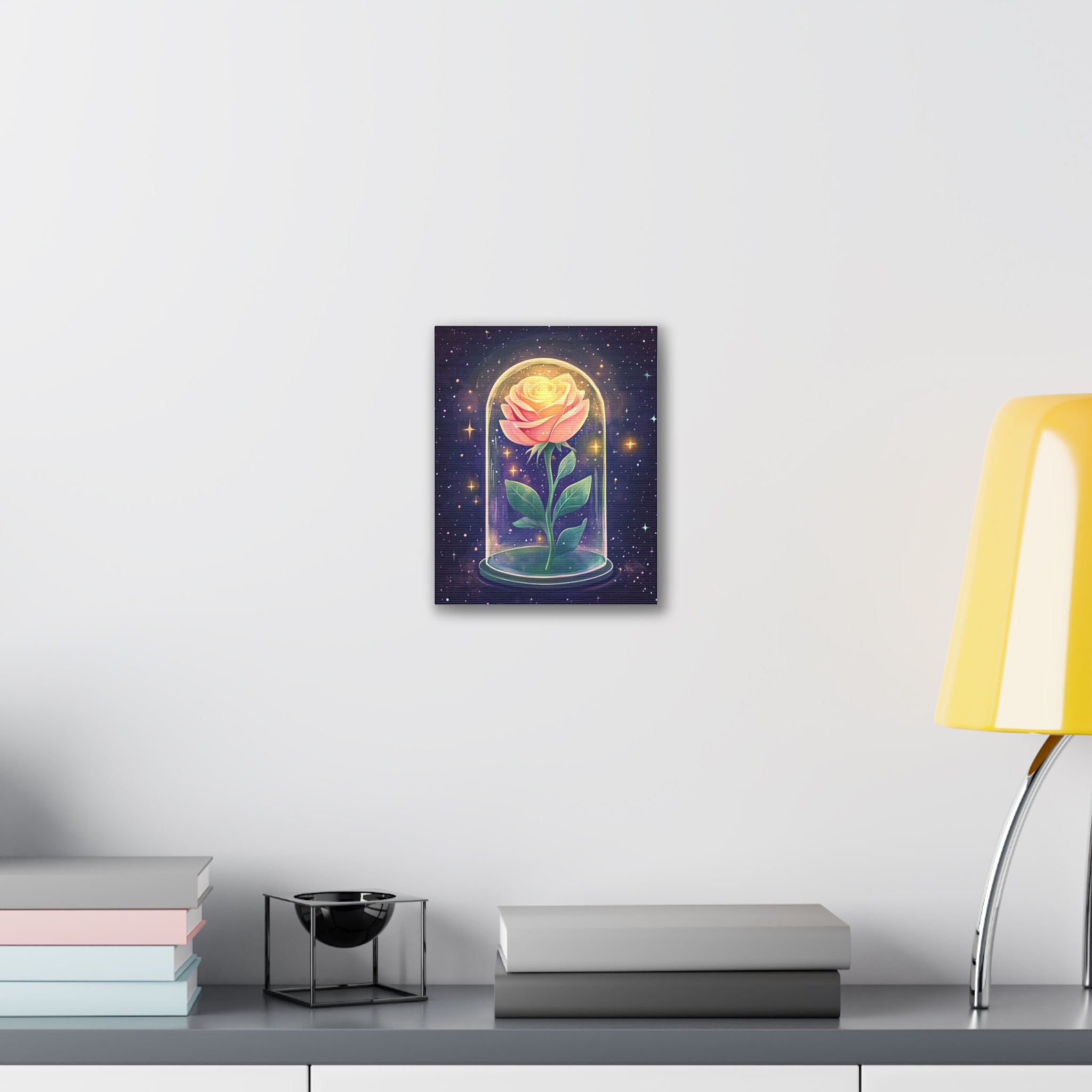 Enchanted Rose Canvas Print — Glowing Floral Under Glass Wall Art