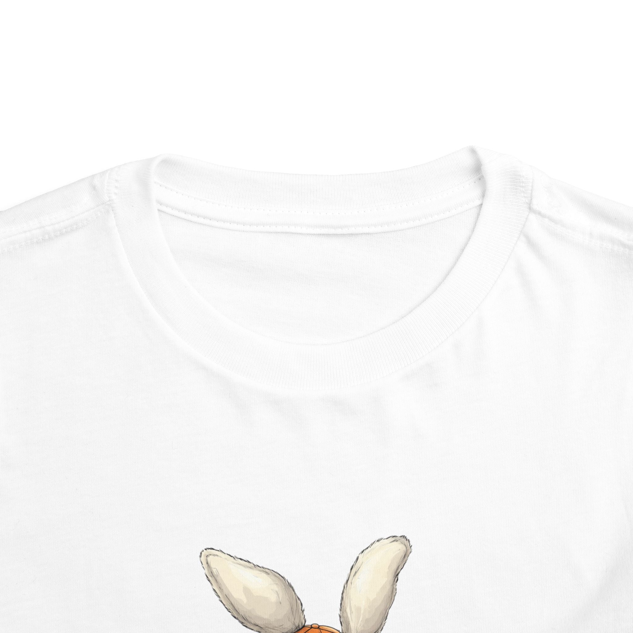 Personalized Toddler Tee — Camouflage Bunny with Orange Cap (Name Customizable)