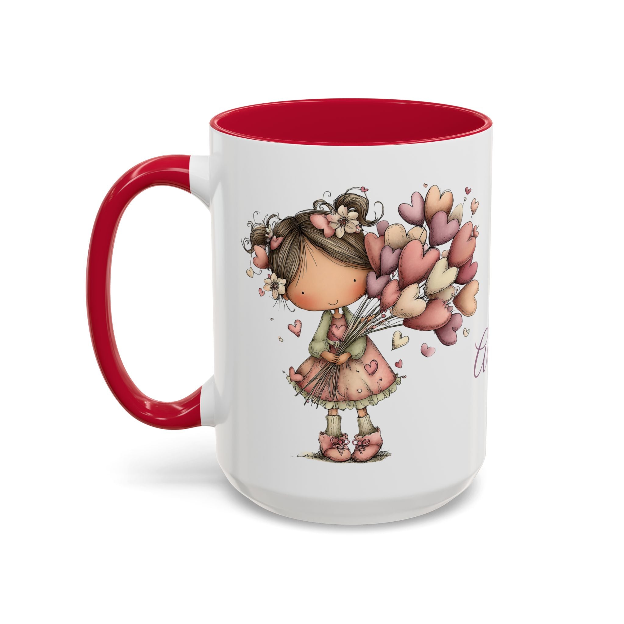 Personalized Heart Girl Mug — Cute Name Coffee Cup (11oz/15oz)