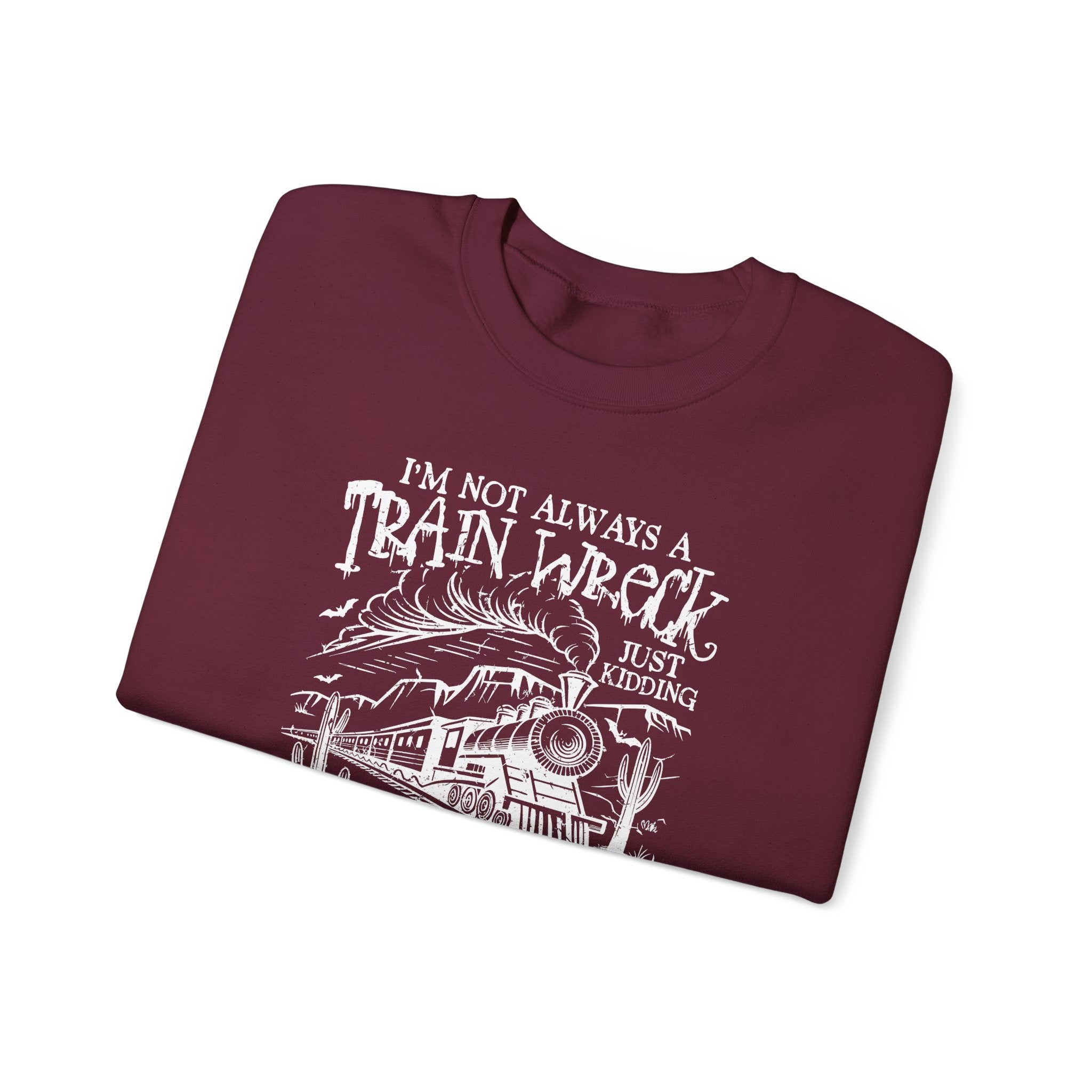 Train Wreck Humor Crewneck Sweatshirt
