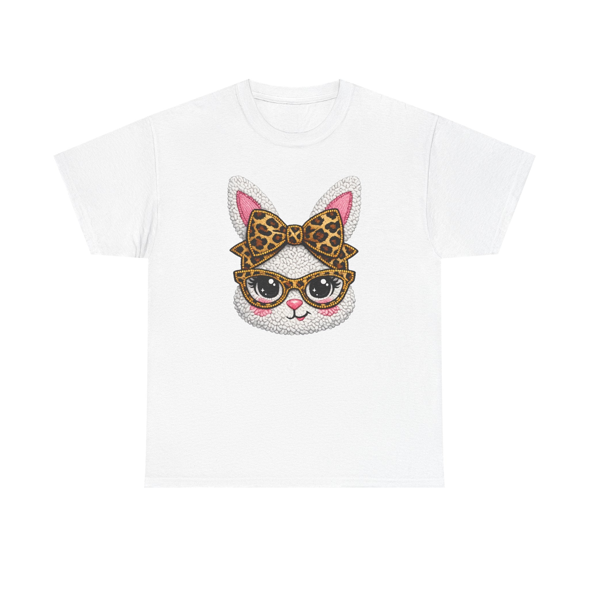 Sassy Easter Bunny Leopard Bow & Glasses T-Shirt