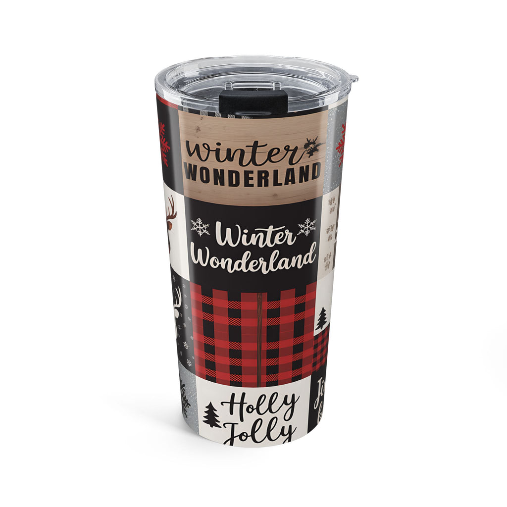 Winter Wonderland Patchwork Tumbler 20oz | Buffalo Plaid Reindeer