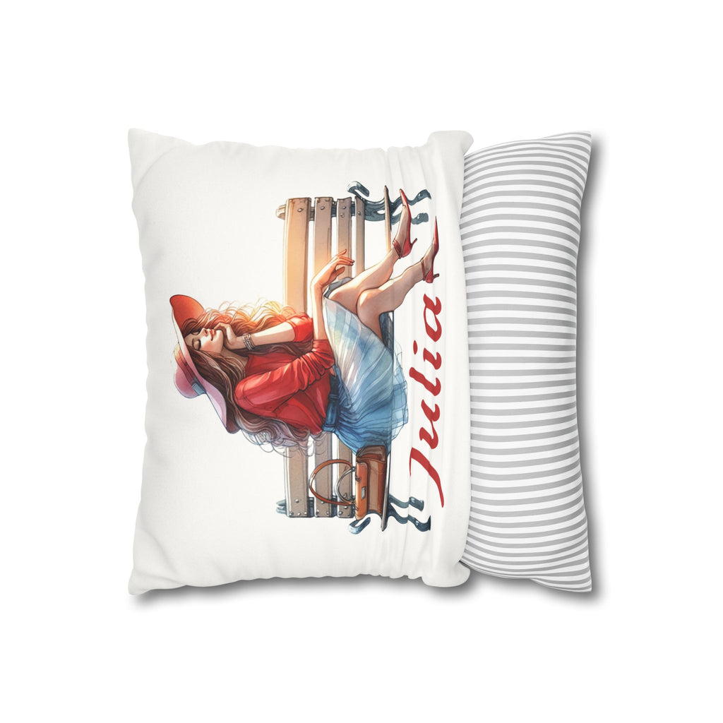 Personalized Fashionista Pillowcase — Faux Suede Decorative Throw Pillow with Name