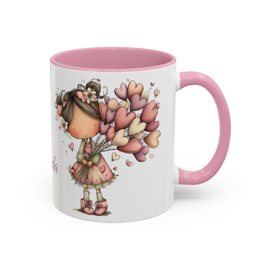 Personalized Heart Girl Mug — Cute Name Coffee Cup (11oz/15oz)