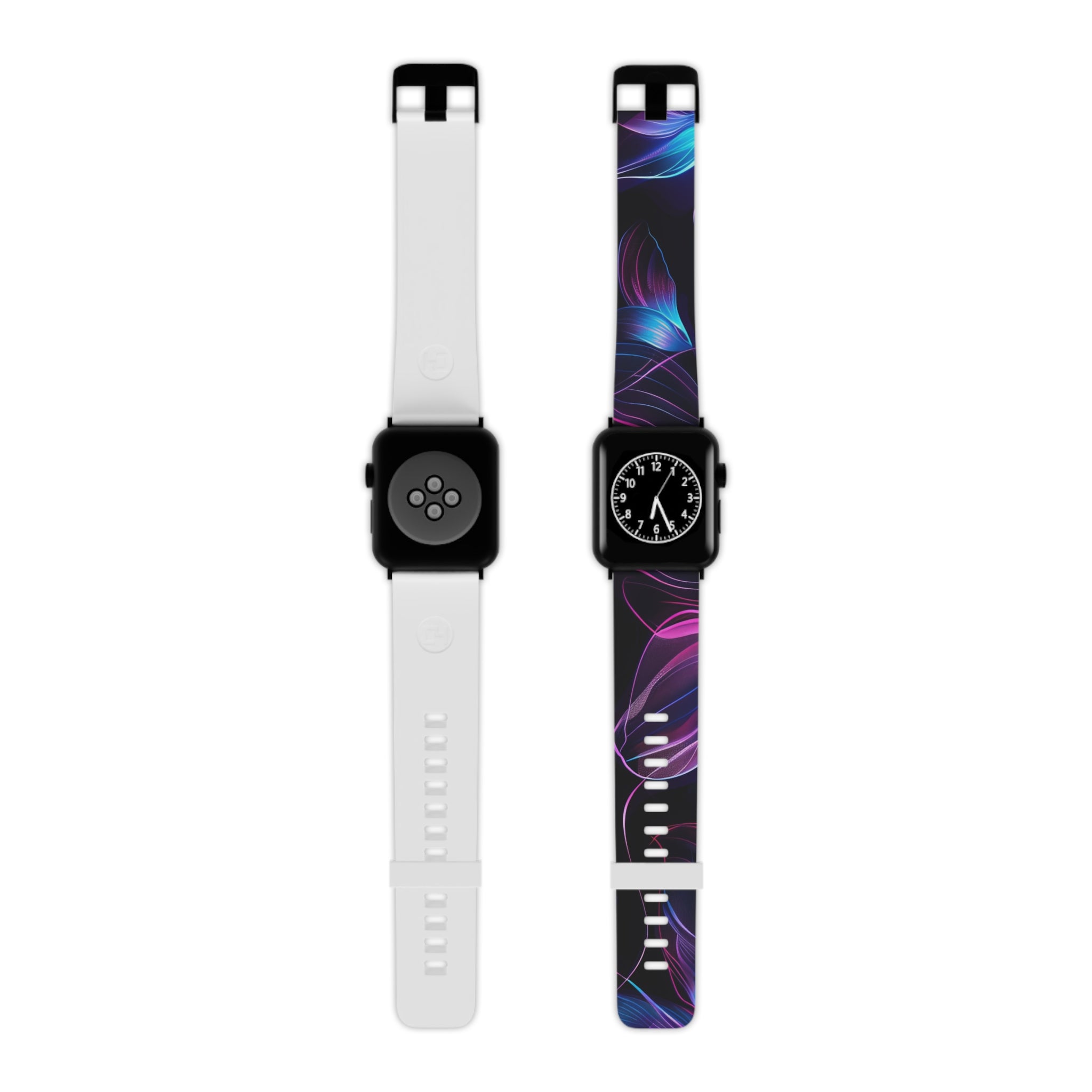 Galaxy Petal Apple Watch Band — Purple Blue Floral Silicone Strap