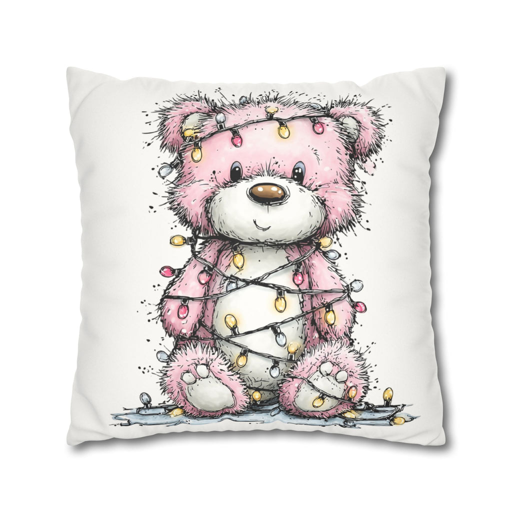 Christmas Bear Faux Suede Pillowcase
