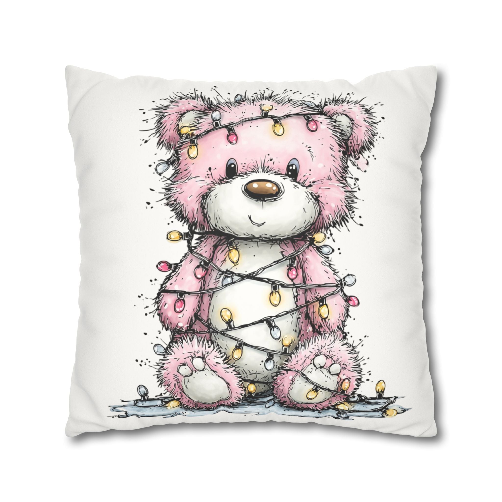 Christmas Bear Faux Suede Pillowcase