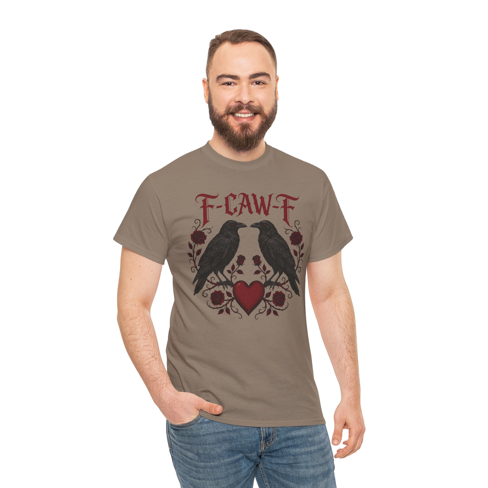 Raven Love Tee – F-CAW-F Gothic Crow Heart T-Shirt