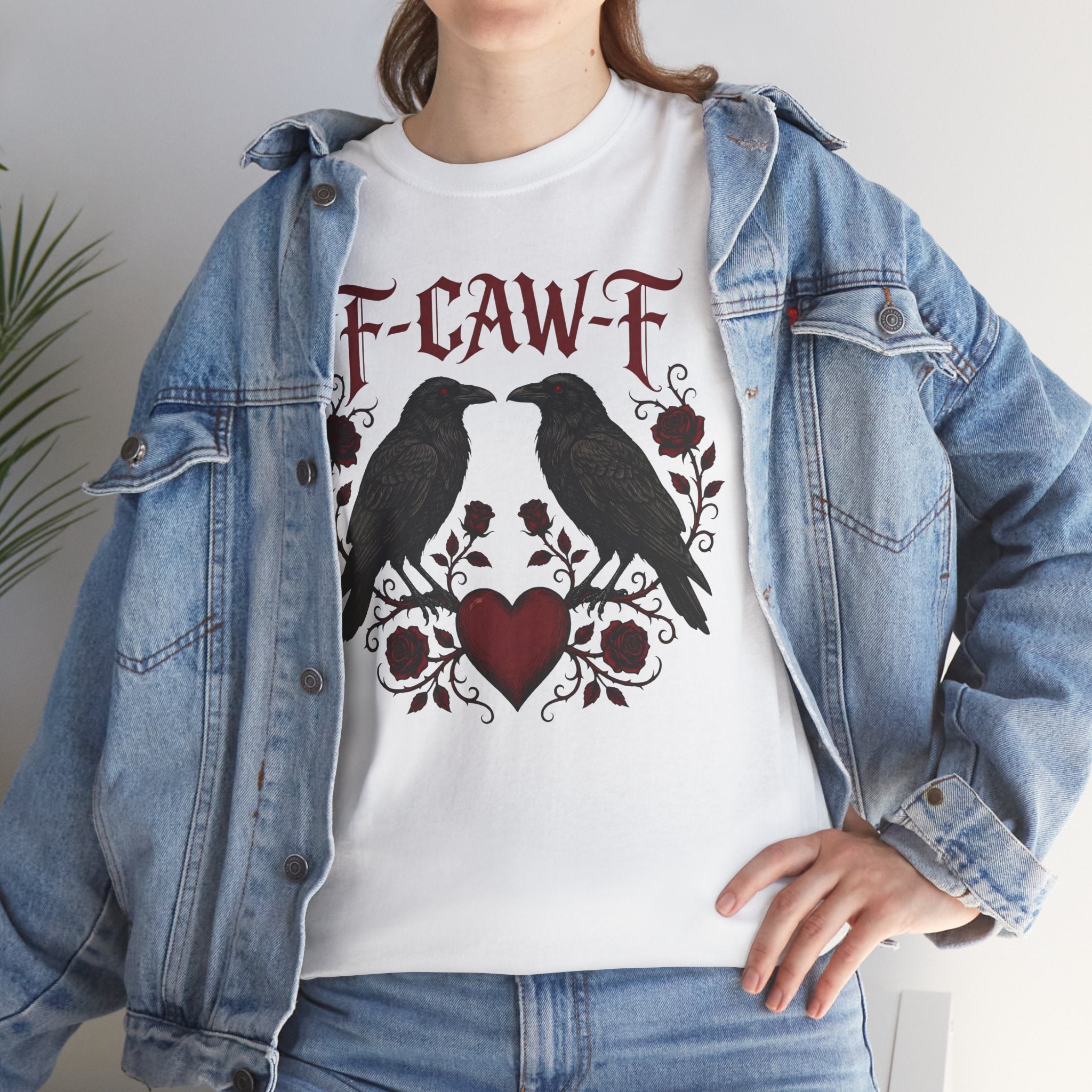 Raven Love Tee – F-CAW-F Gothic Crow Heart T-Shirt