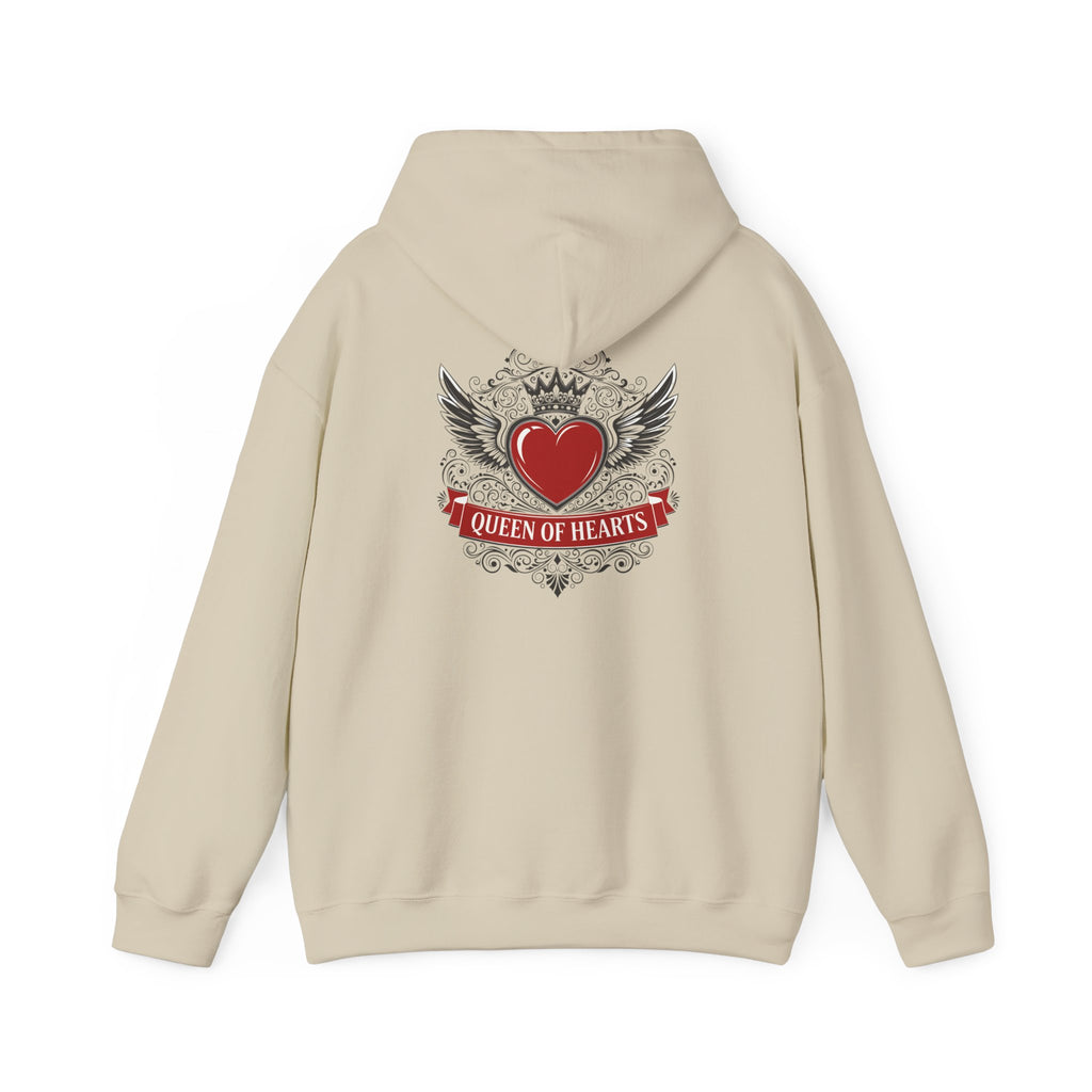 Queen of Hearts Hoodie — Winged Heart Crown Graphic Pullover