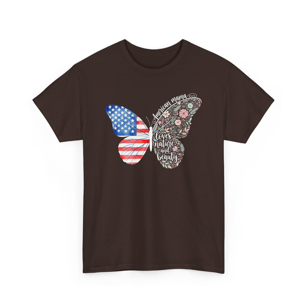 Butterfly Flag T-Shirt — American Mama Flag & Floral Wings Graphic Tee