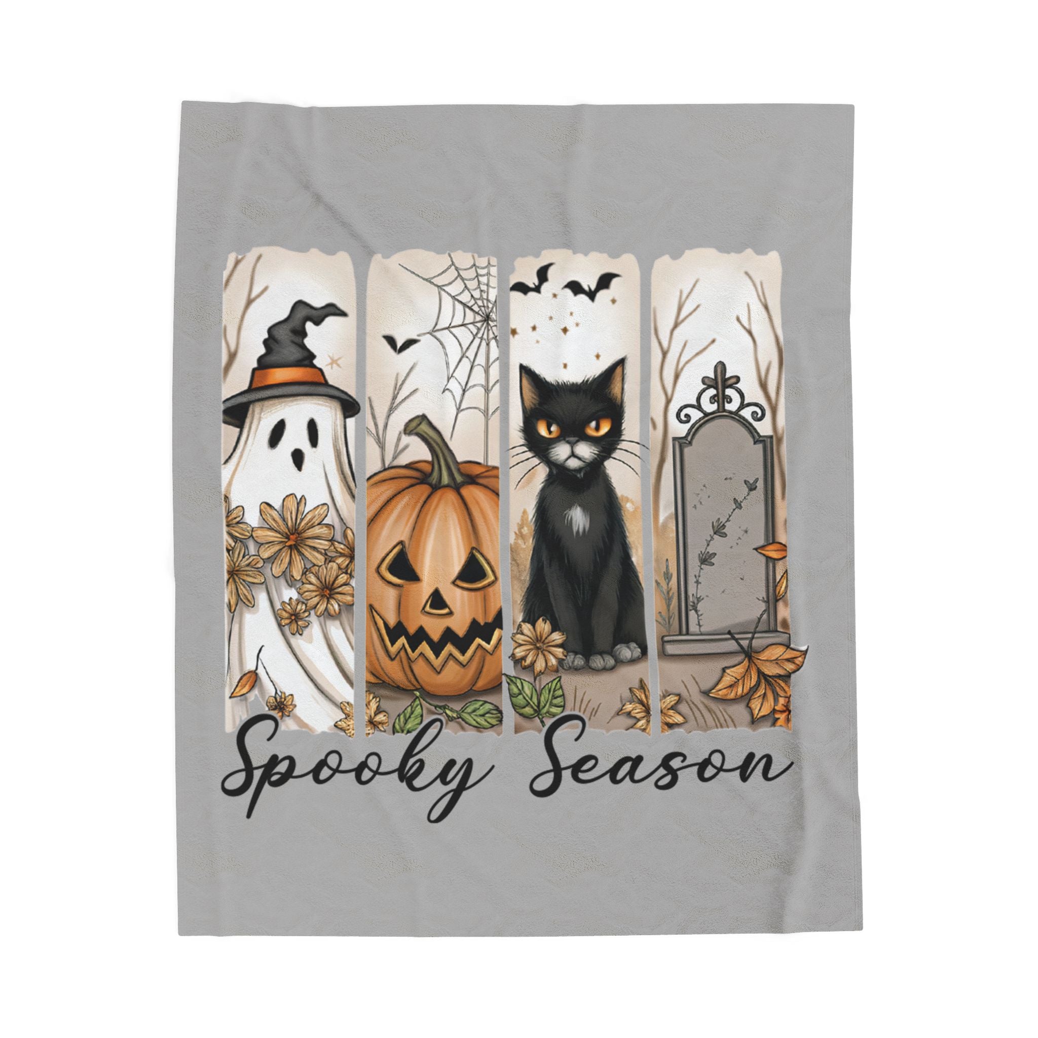 Halloween Spooky Season Blanket, Cozy Plush Throw, Spooky Season Decor, Soft Fabric Blanket for Fall, Living Room