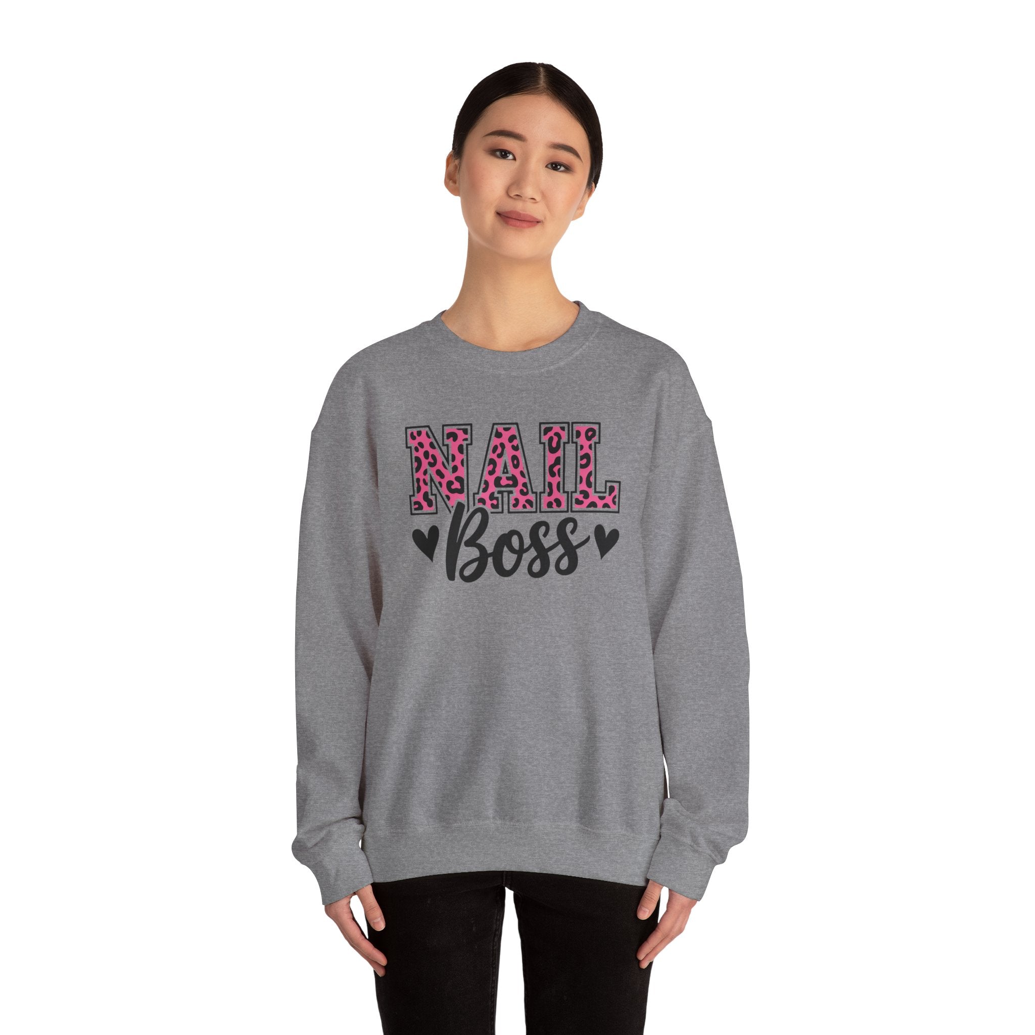Nail Boss Crewneck Sweatshirt — Leopard Print Nail Tech