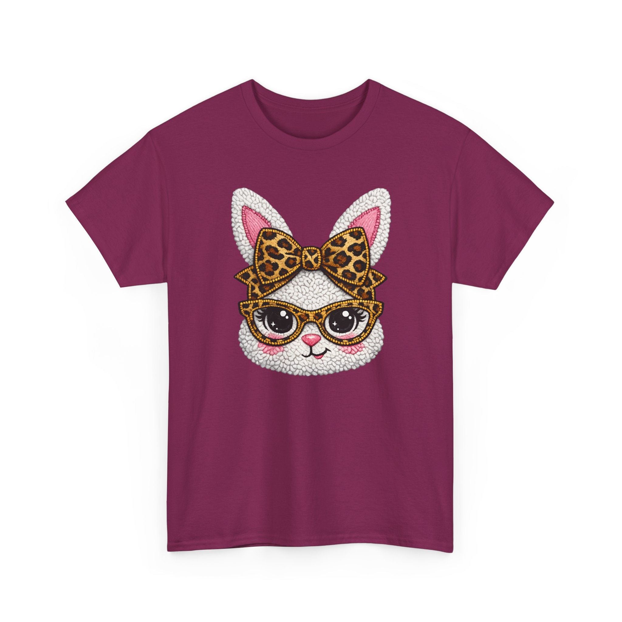 Sassy Easter Bunny Leopard Bow & Glasses T-Shirt