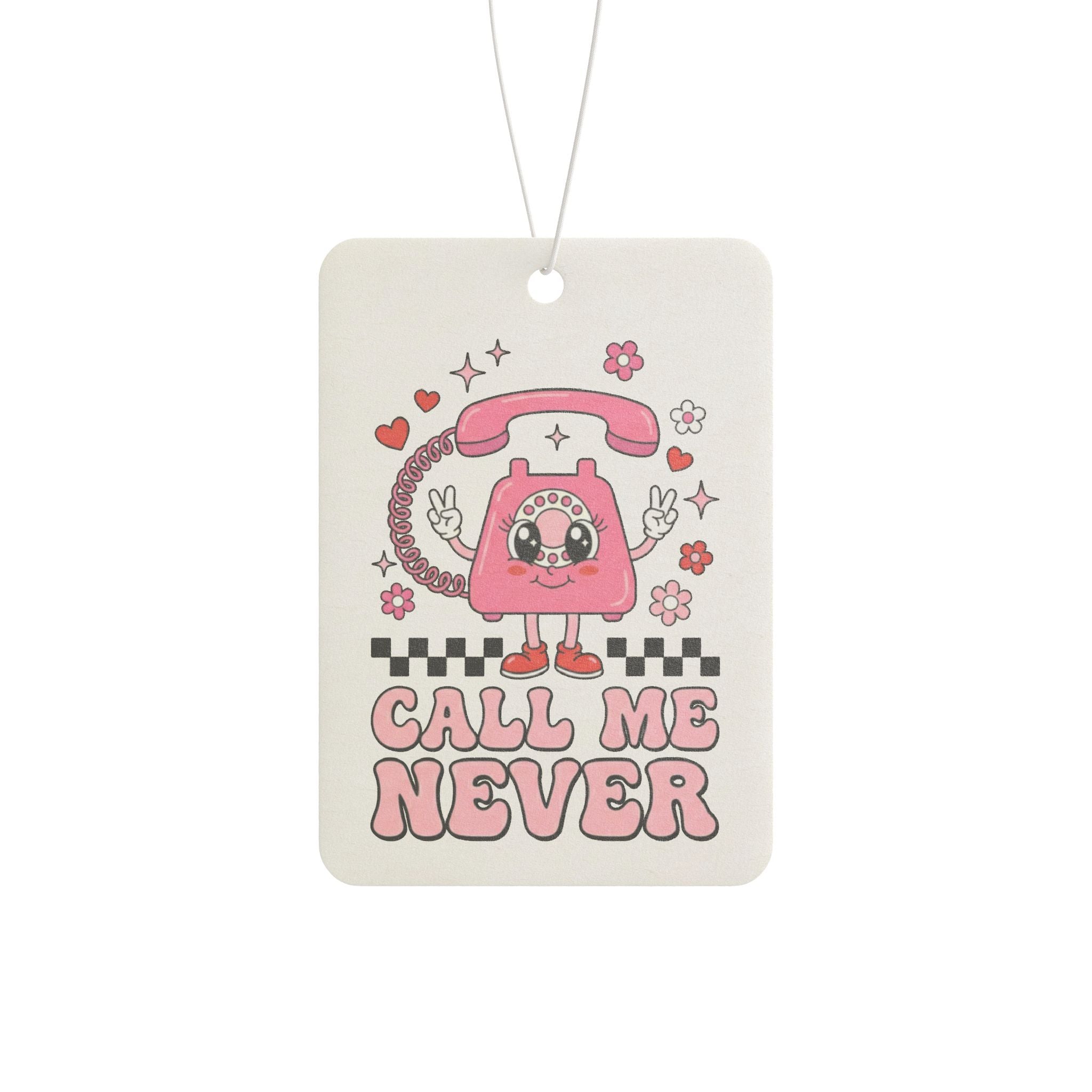 Call Me Never Car Air Freshener — Cute Retro Pink Phone Design
