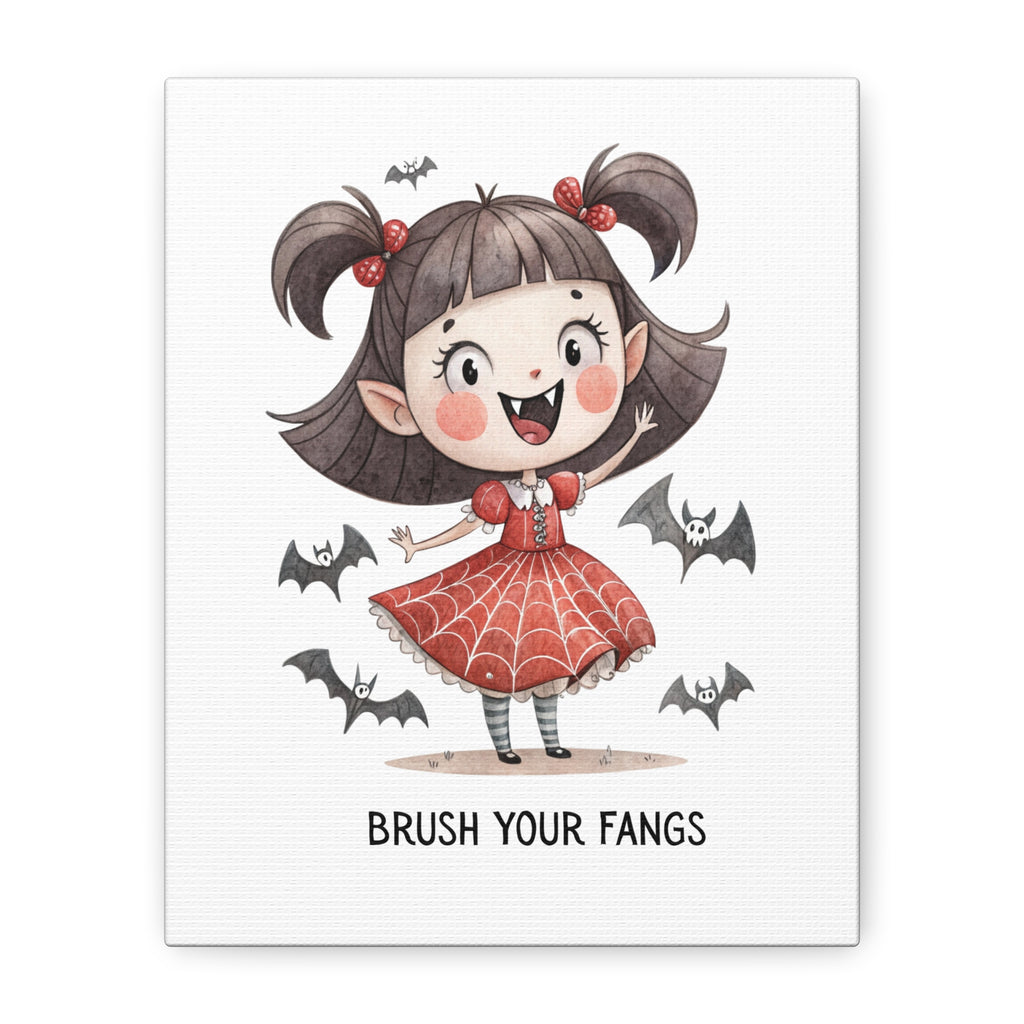 Vampire Girl Brush Your Fangs Wall Art