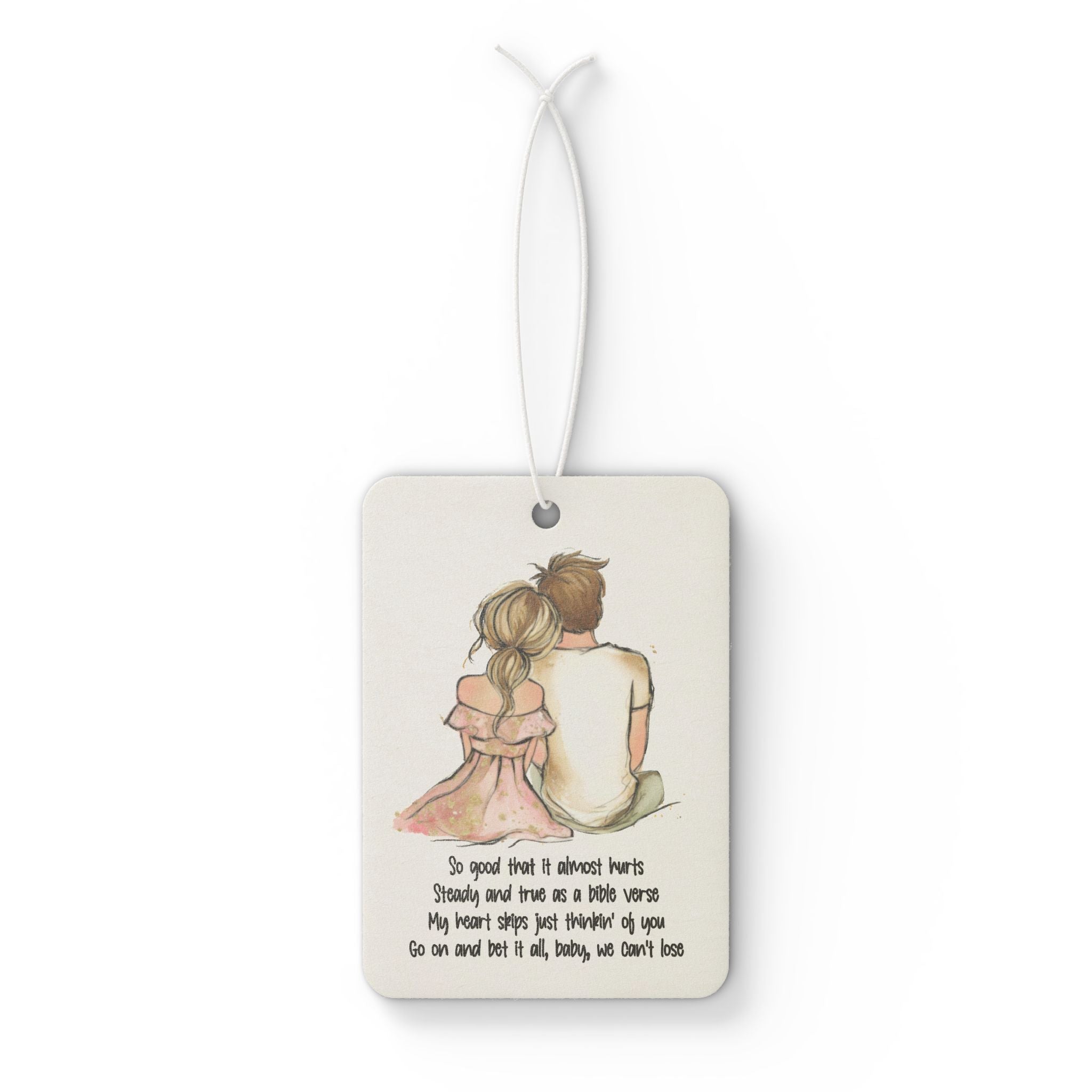 Car Air Freshener — Romantic Couple Illustration with Personalization, Valentine’s Day Gift for Her/Him