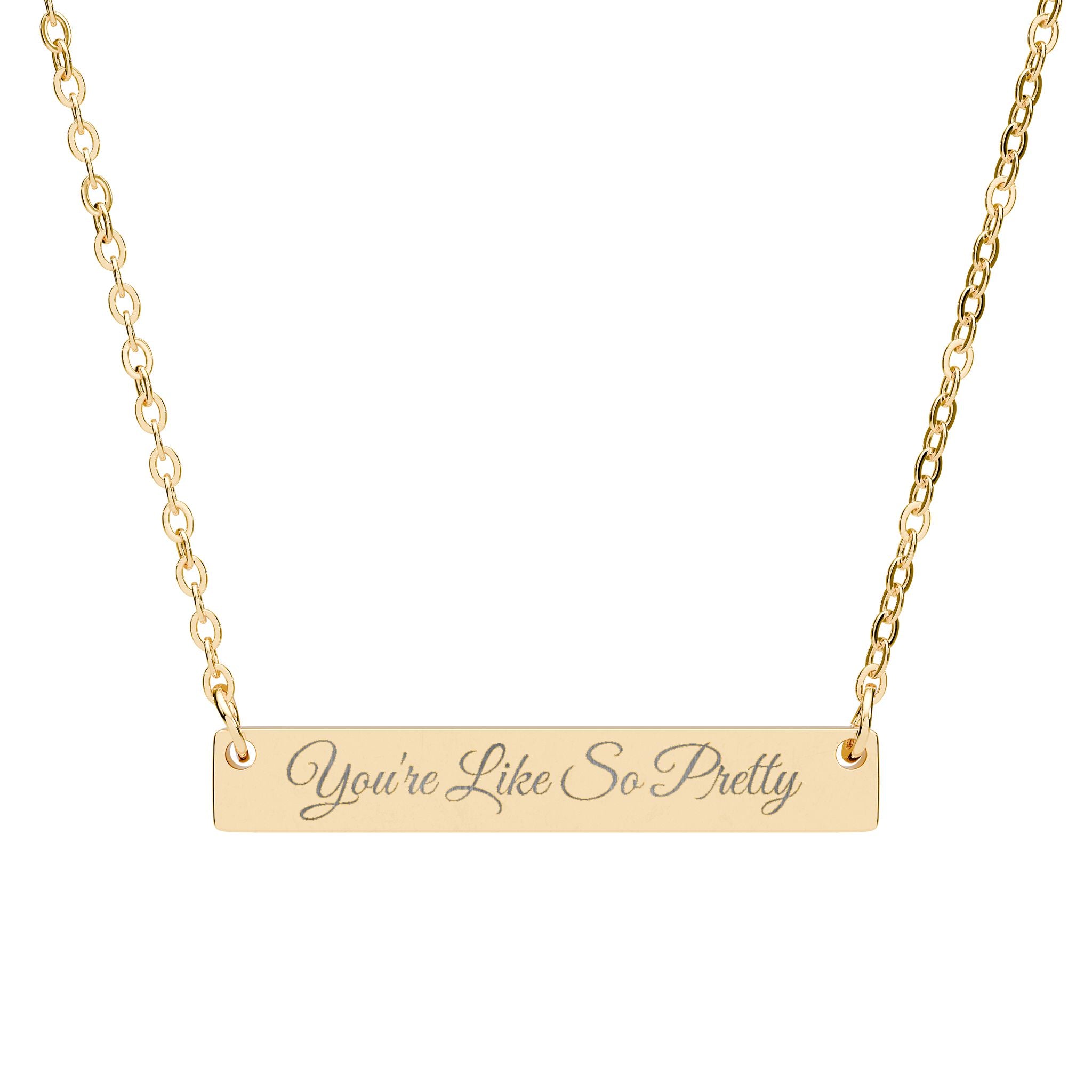 Engraved Horizontal Bar Necklace — Personalized Script Nameplate
