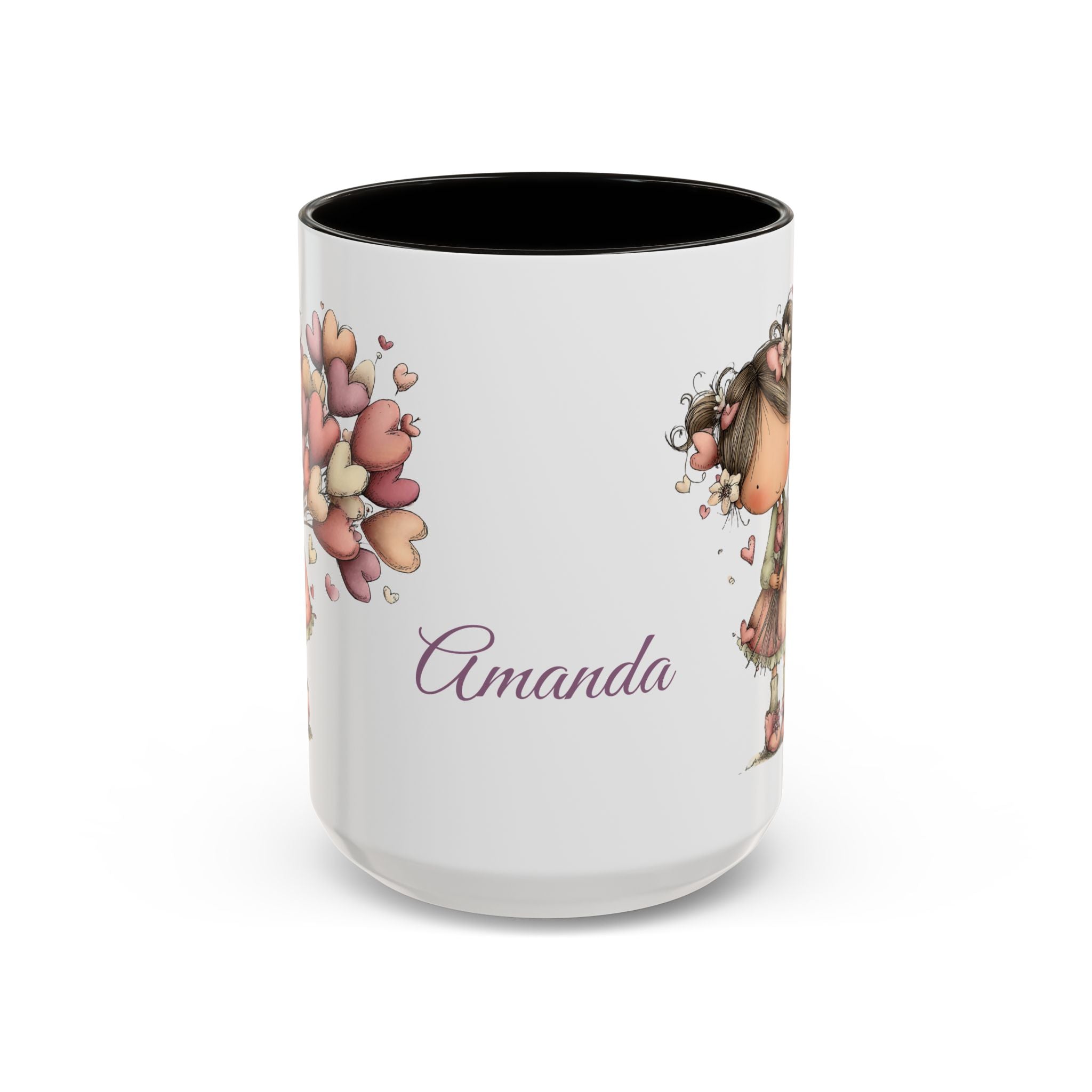 Personalized Heart Girl Mug — Cute Name Coffee Cup (11oz/15oz)